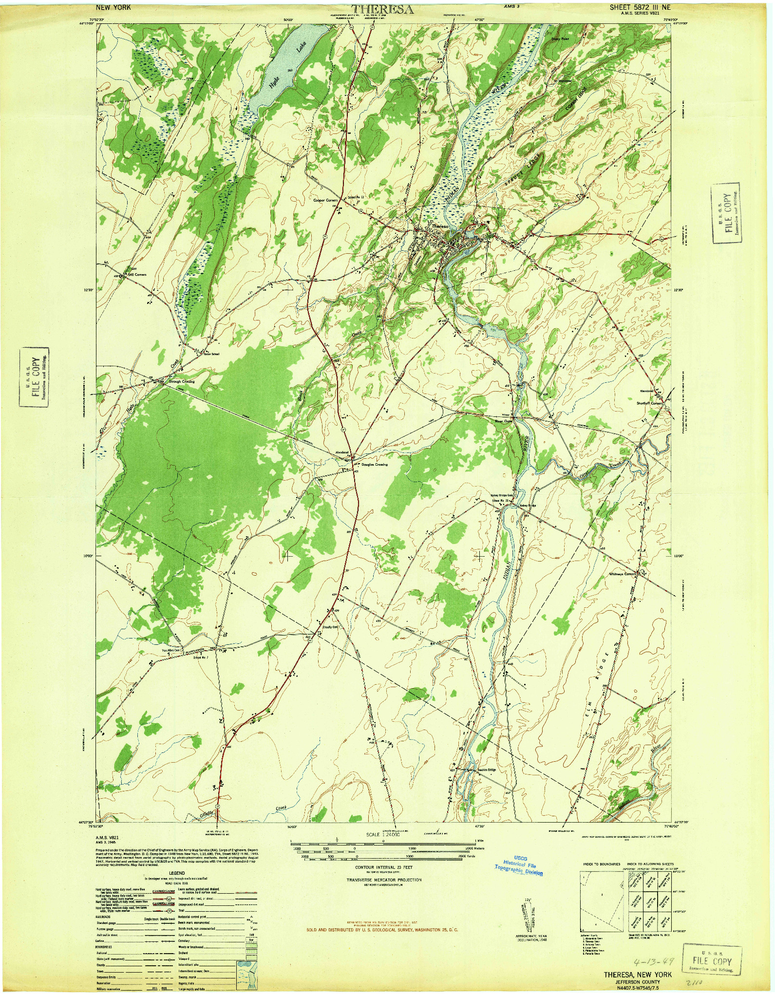 USGS 1:24000-SCALE QUADRANGLE FOR THERESA, NY 1948