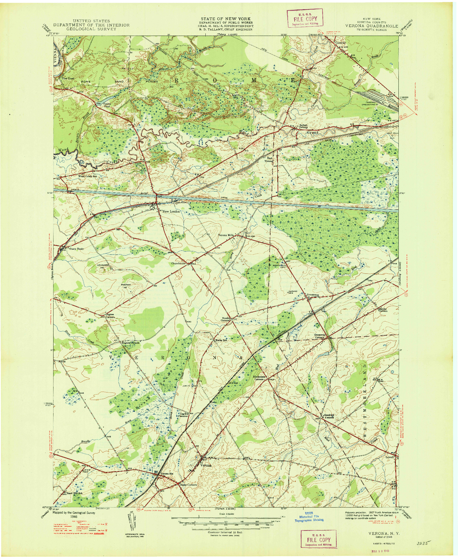 USGS 1:24000-SCALE QUADRANGLE FOR VERONA, NY 1948