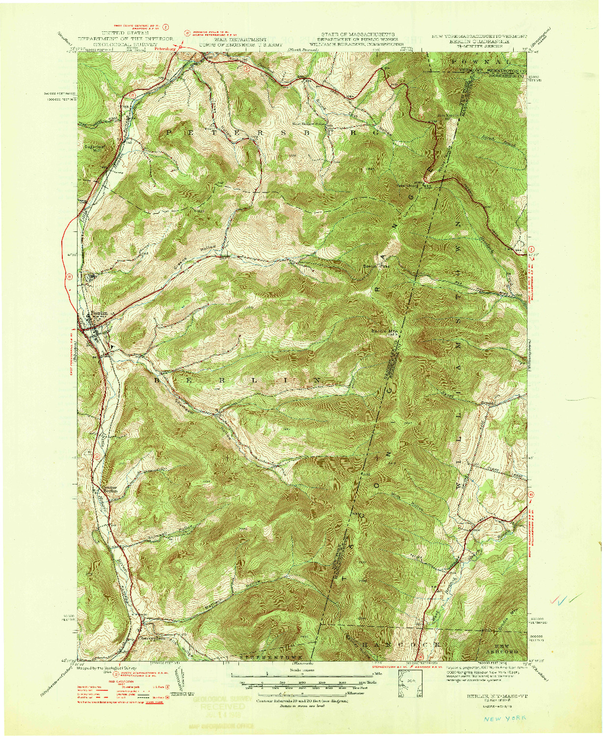 USGS 1:31680-SCALE QUADRANGLE FOR BERLIN, NY 1948