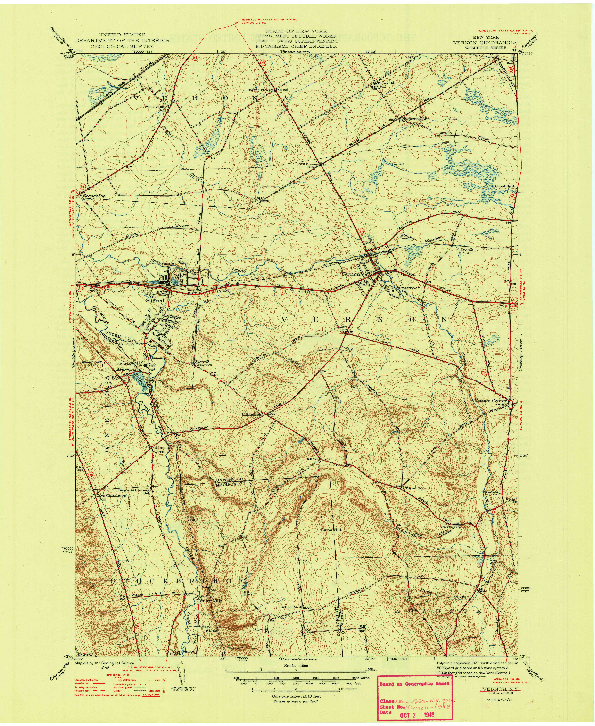 USGS 1:31680-SCALE QUADRANGLE FOR VERNON, NY 1948