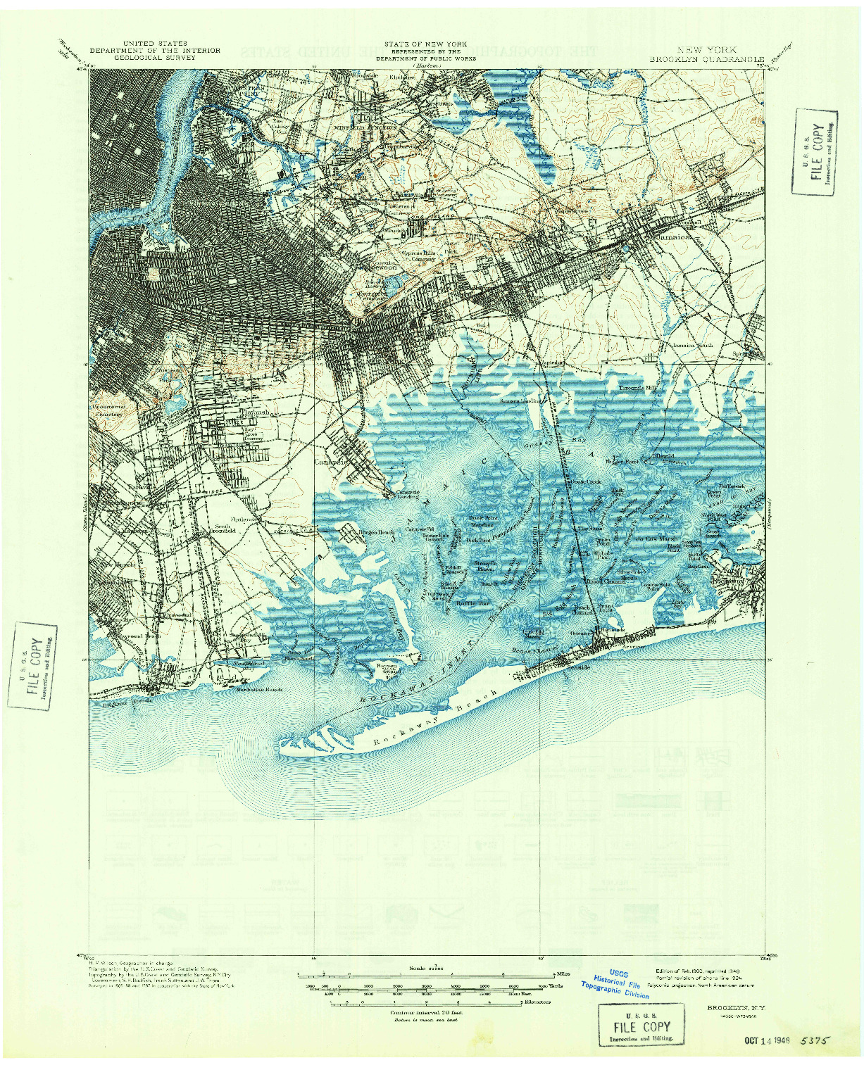 USGS 1:62500-SCALE QUADRANGLE FOR BROOKLYN, NY 1900