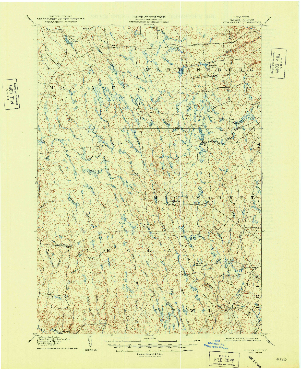 USGS 1:62500-SCALE QUADRANGLE FOR HIGHMARKET, NY 1906
