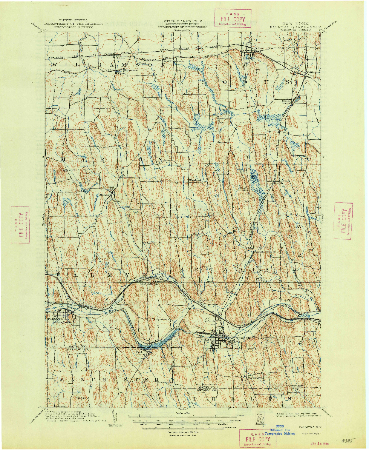USGS 1:62500-SCALE QUADRANGLE FOR PALMYRA, NY 1902