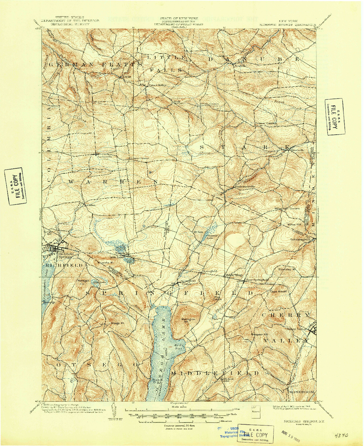 USGS 1:62500-SCALE QUADRANGLE FOR RICHFIELD SPRINGS, NY 1903