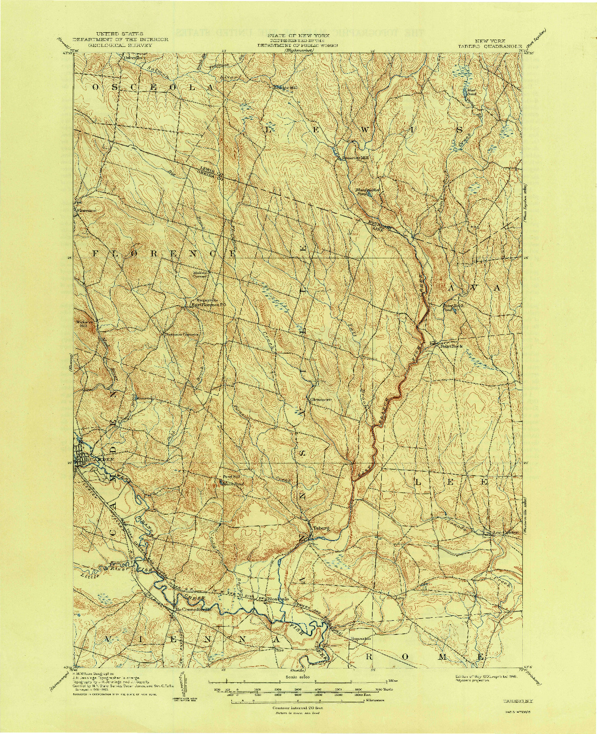 USGS 1:62500-SCALE QUADRANGLE FOR TABERG, NY 1905