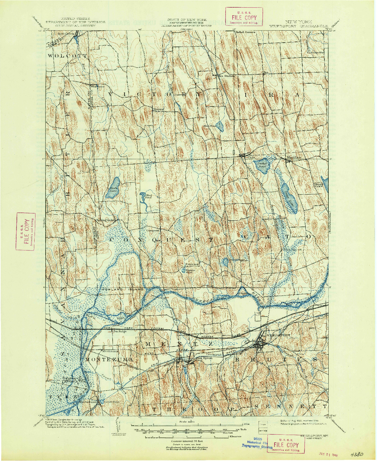 USGS 1:62500-SCALE QUADRANGLE FOR WEEDSPORT, NY 1902