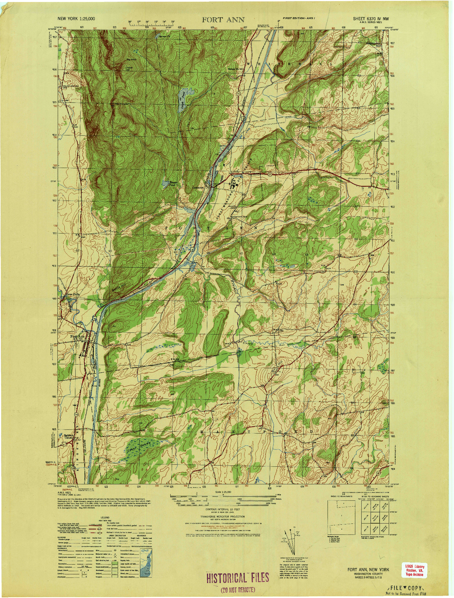USGS 1:25000-SCALE QUADRANGLE FOR FORT ANN, NY 1947
