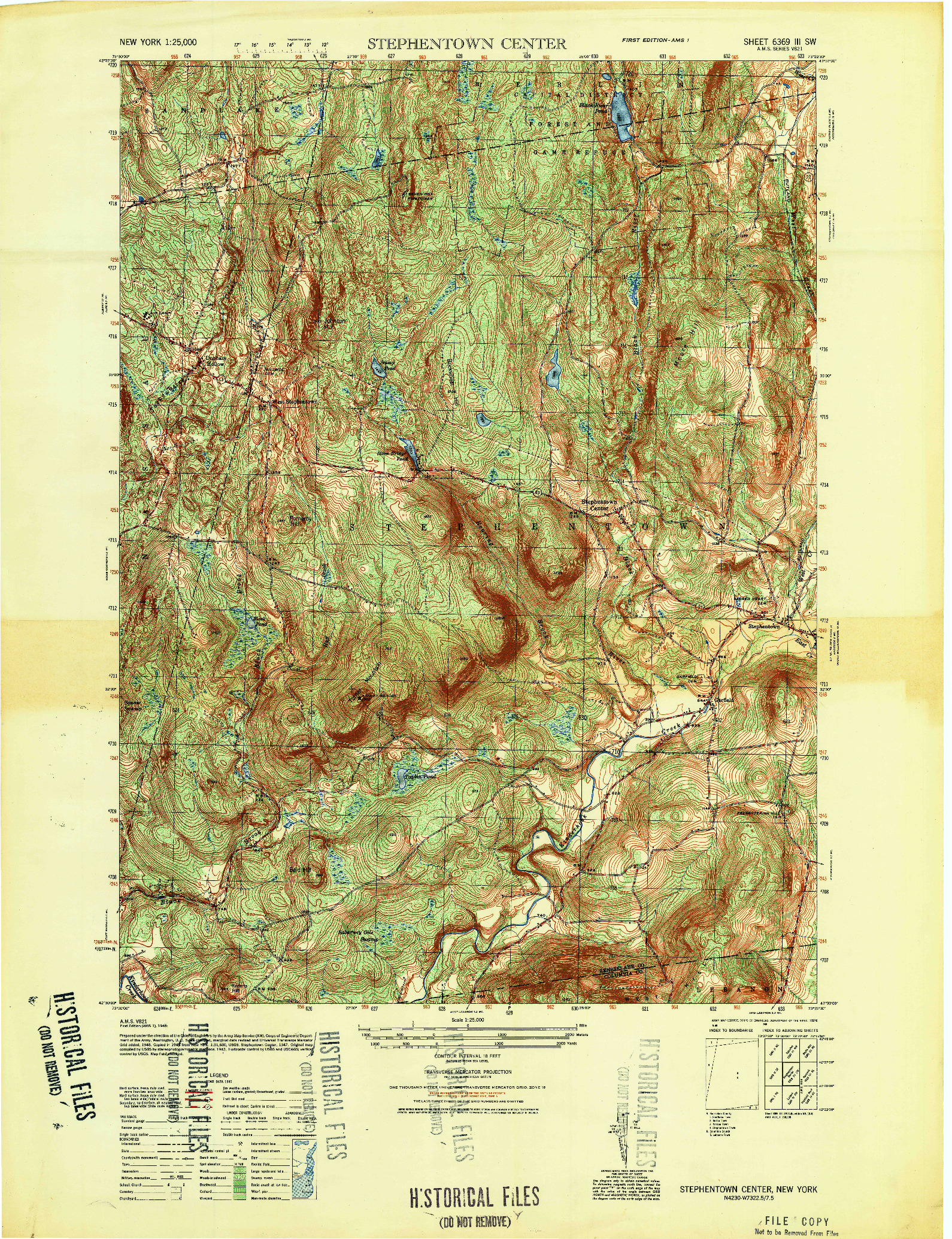 USGS 1:25000-SCALE QUADRANGLE FOR STEPHENTOWN CENTER, NY 1948