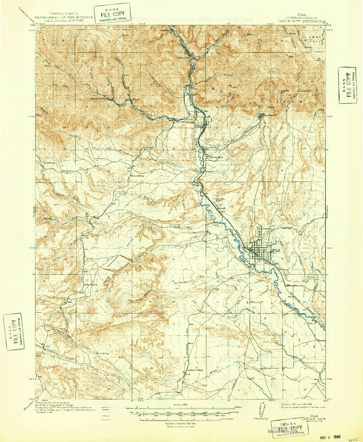 USGS 1:62500-SCALE QUADRANGLE FOR CASTLE GATE, UT 1916