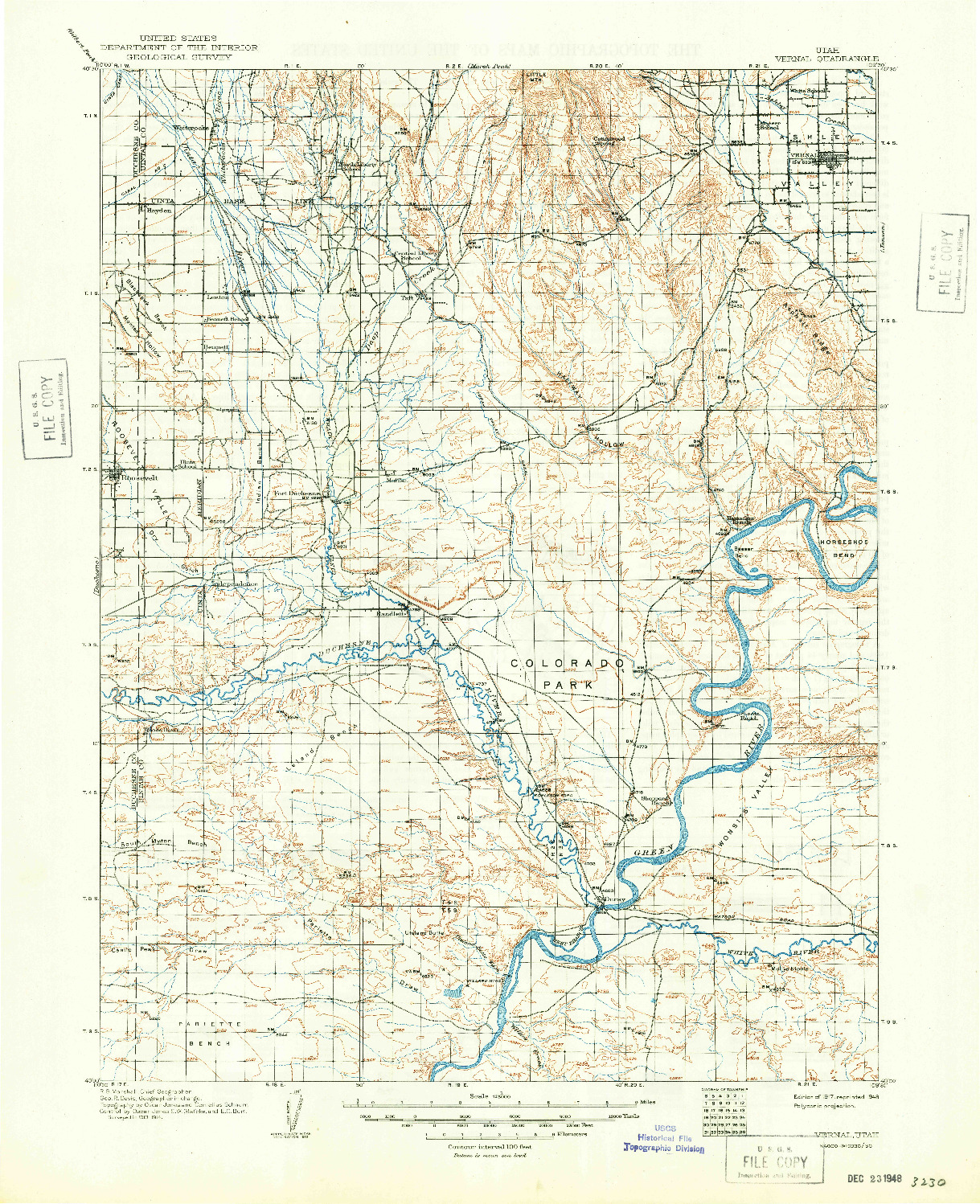 USGS 1:125000-SCALE QUADRANGLE FOR VERNAL, UT 1917