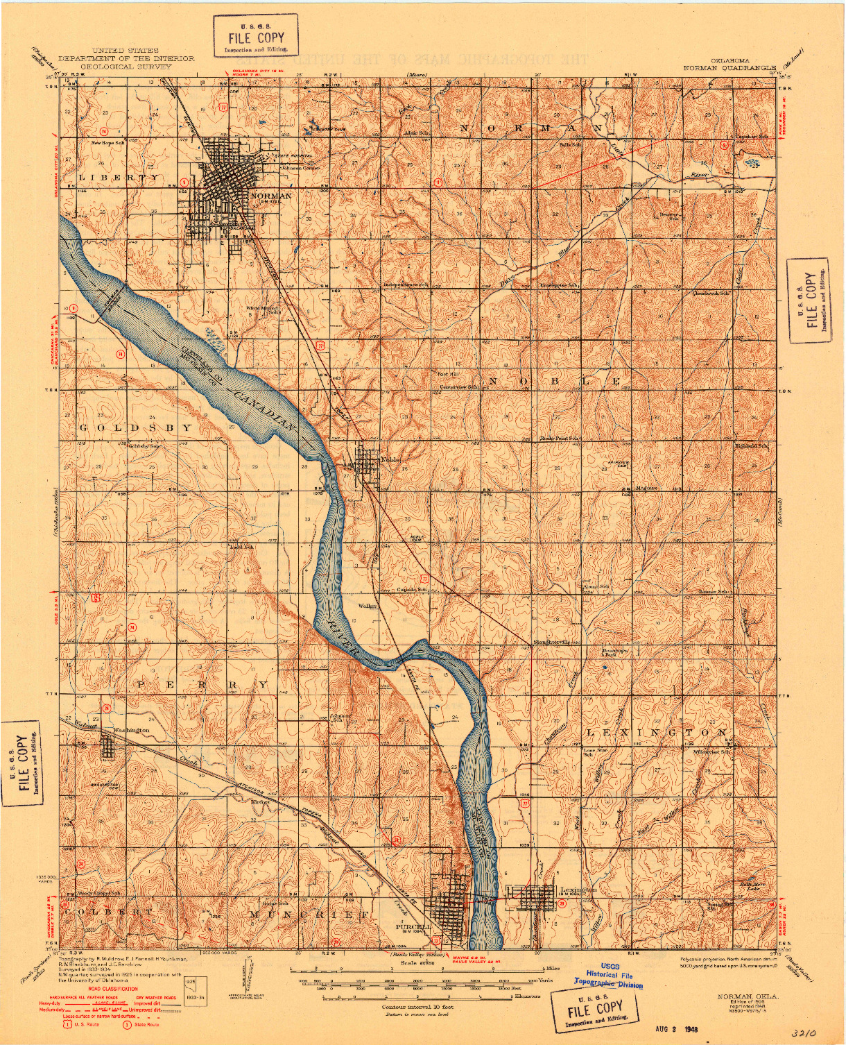 USGS 1:62500-SCALE QUADRANGLE FOR NORMAN, OK 1936