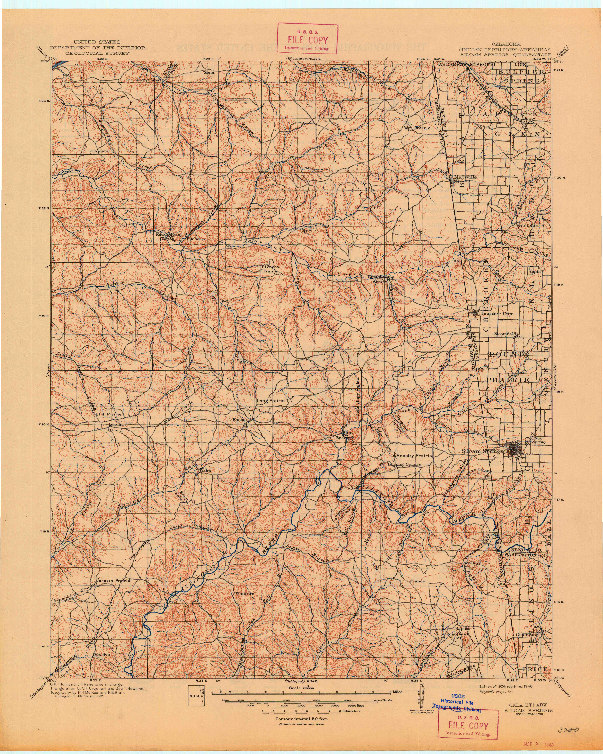 USGS 1:125000-SCALE QUADRANGLE FOR SILOAM SPRINGS, OK 1904