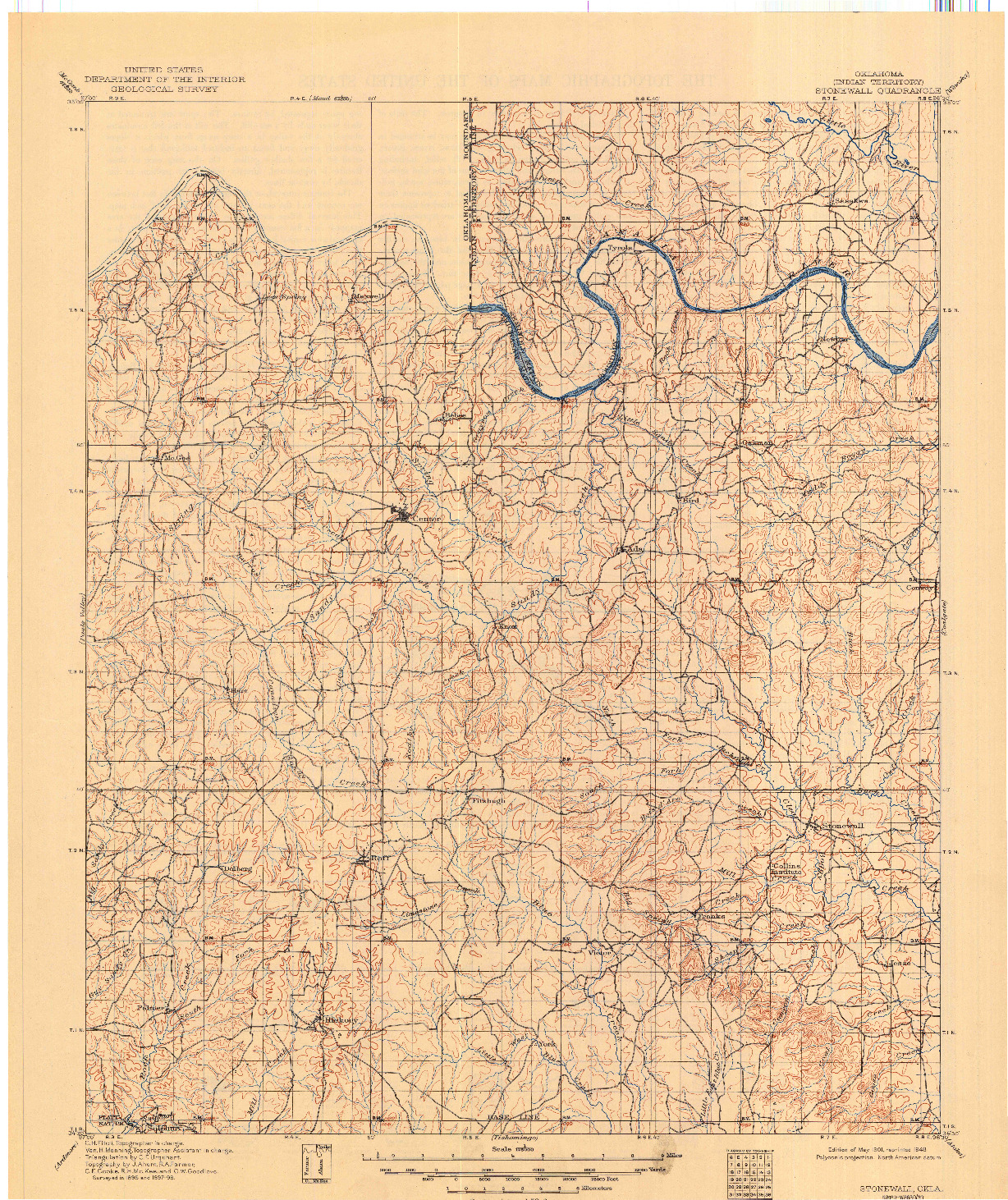 USGS 1:125000-SCALE QUADRANGLE FOR STONEWALL, OK 1901