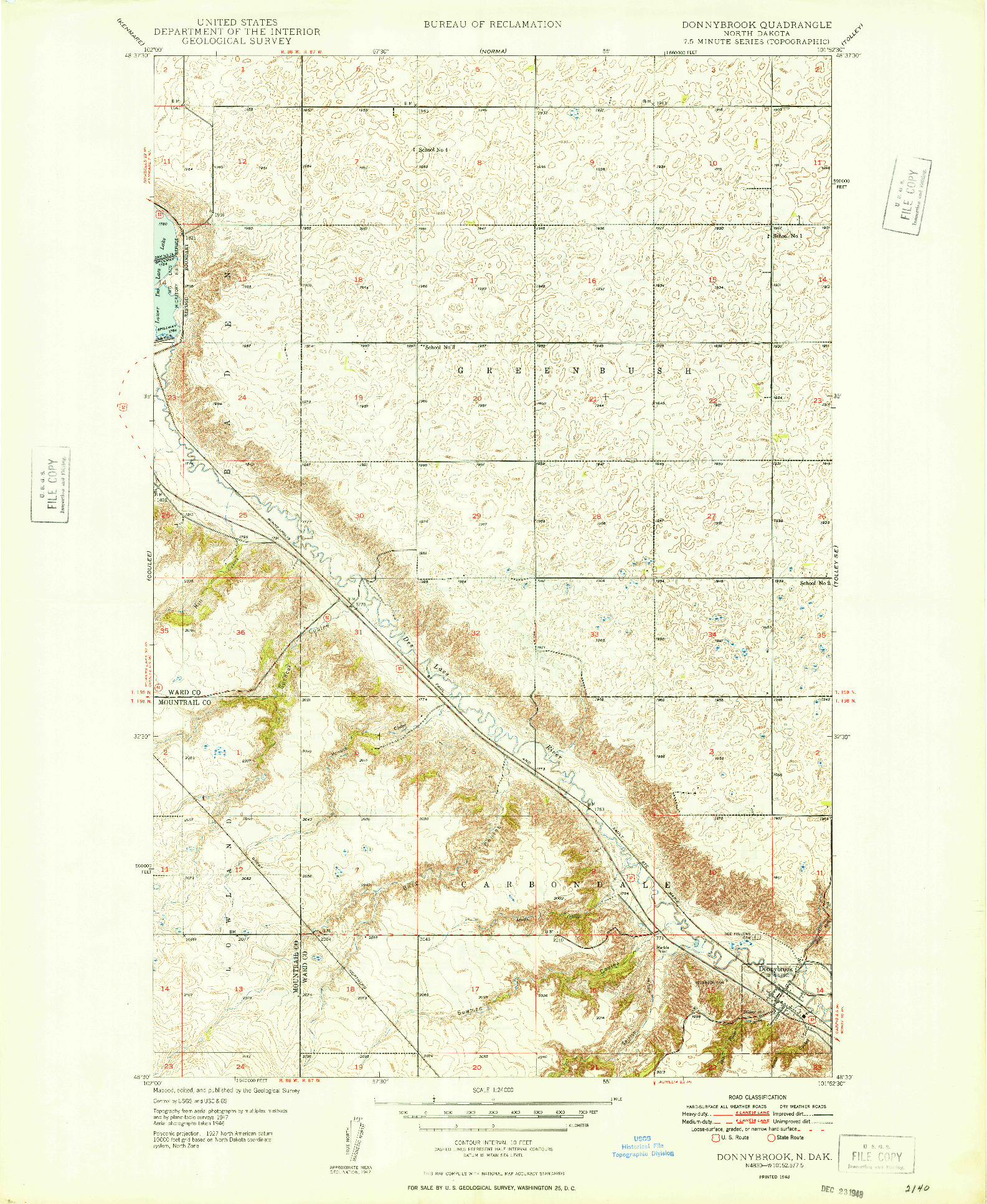 USGS 1:24000-SCALE QUADRANGLE FOR DONNYBROOK, ND 1948