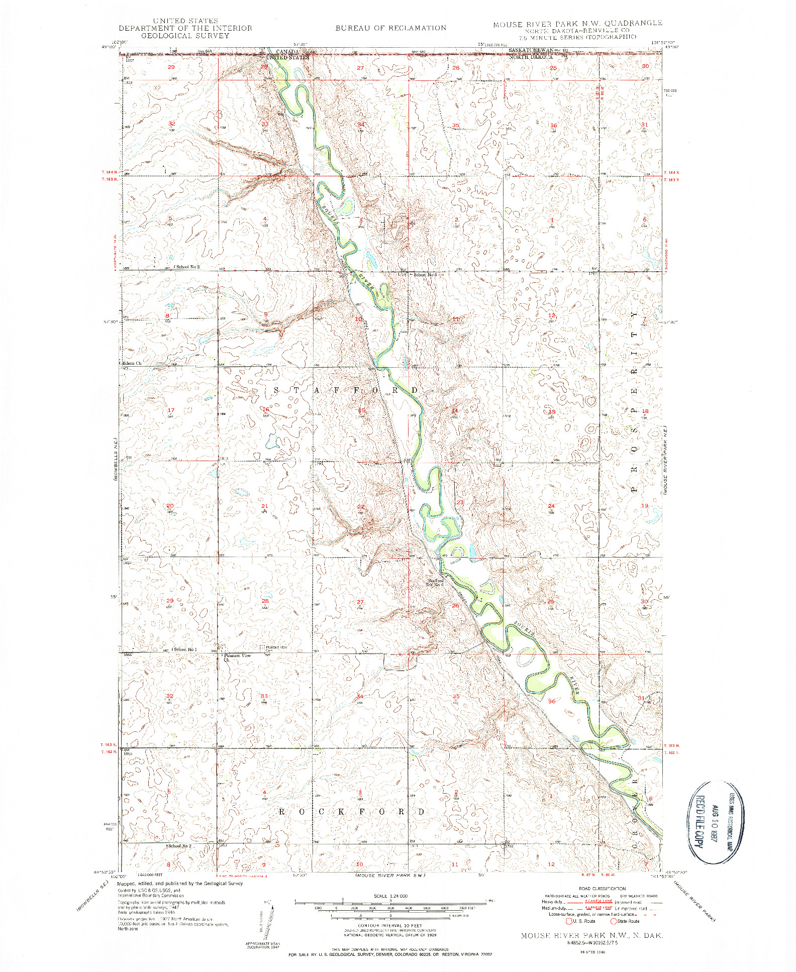 USGS 1:24000-SCALE QUADRANGLE FOR MOUSE RIVER PARK NW, ND 1948
