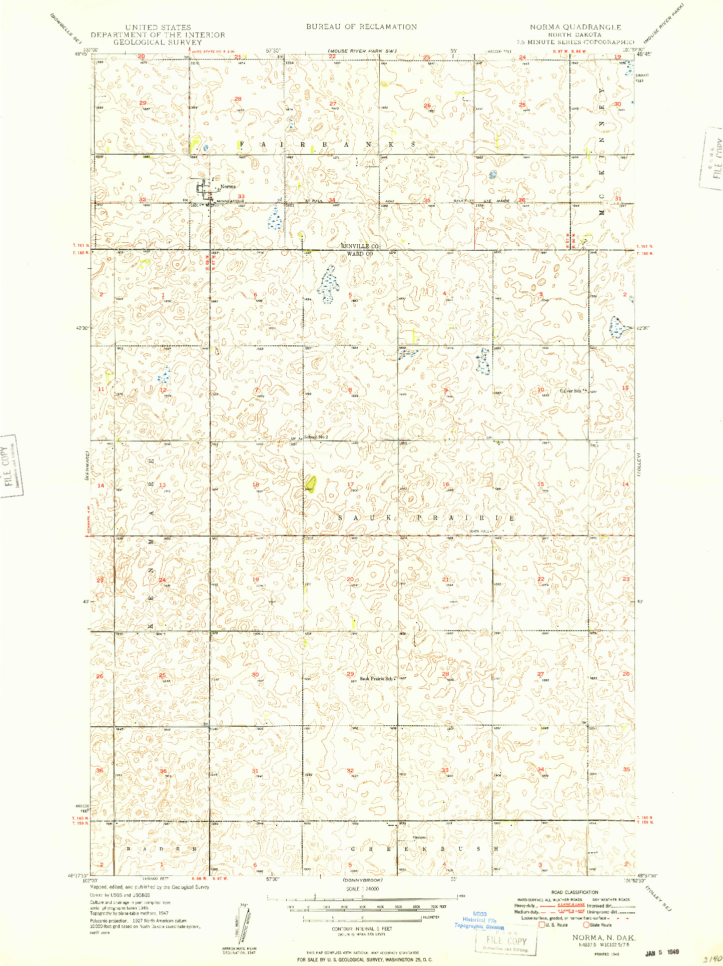 USGS 1:24000-SCALE QUADRANGLE FOR NORMA, ND 1948