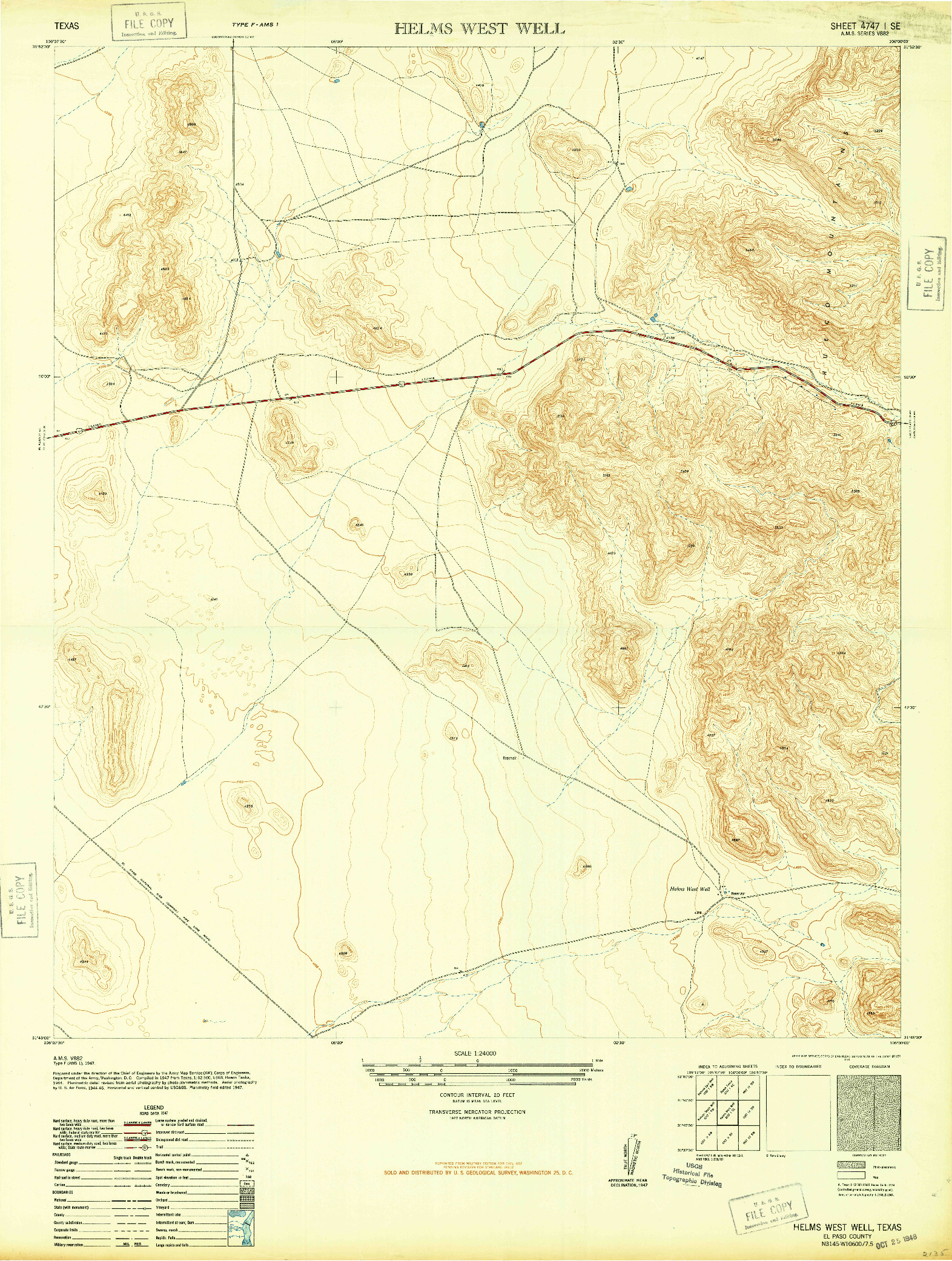 USGS 1:24000-SCALE QUADRANGLE FOR HELMS WEST WELL, TX 1948