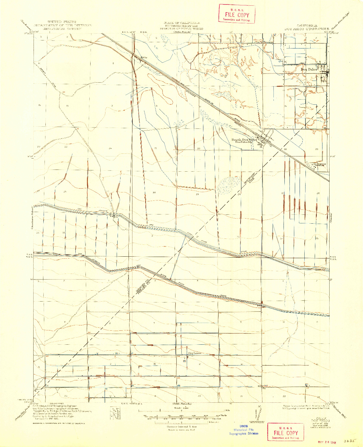 USGS 1:31680-SCALE QUADRANGLE FOR DOS PALOS, CA 1922