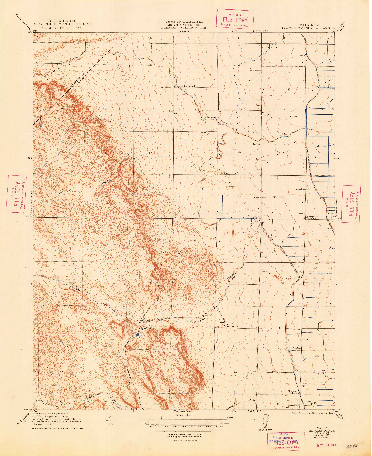 USGS 1:31680-SCALE QUADRANGLE FOR HOWARD RANCH, CA 1922