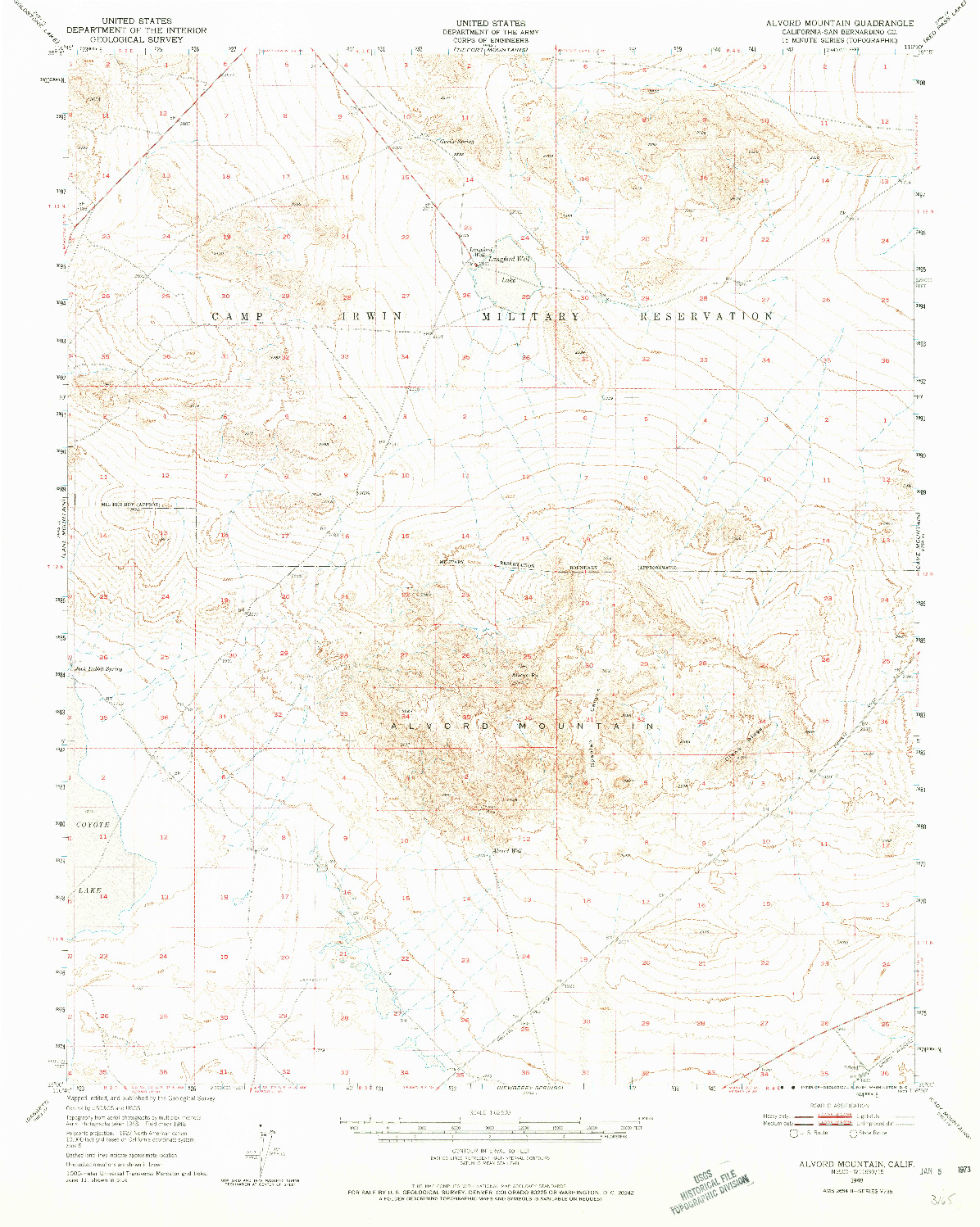 USGS 1:62500-SCALE QUADRANGLE FOR ALVORD MOUNTAIN, CA 1948