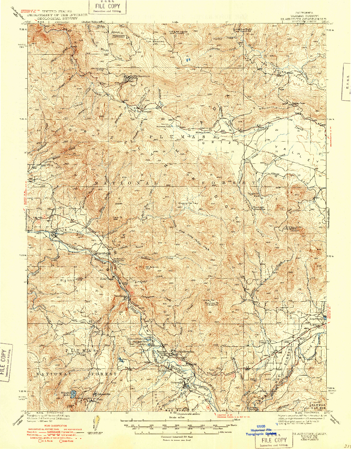 USGS 1:62500-SCALE QUADRANGLE FOR BLAIRSDEN, CA 1943