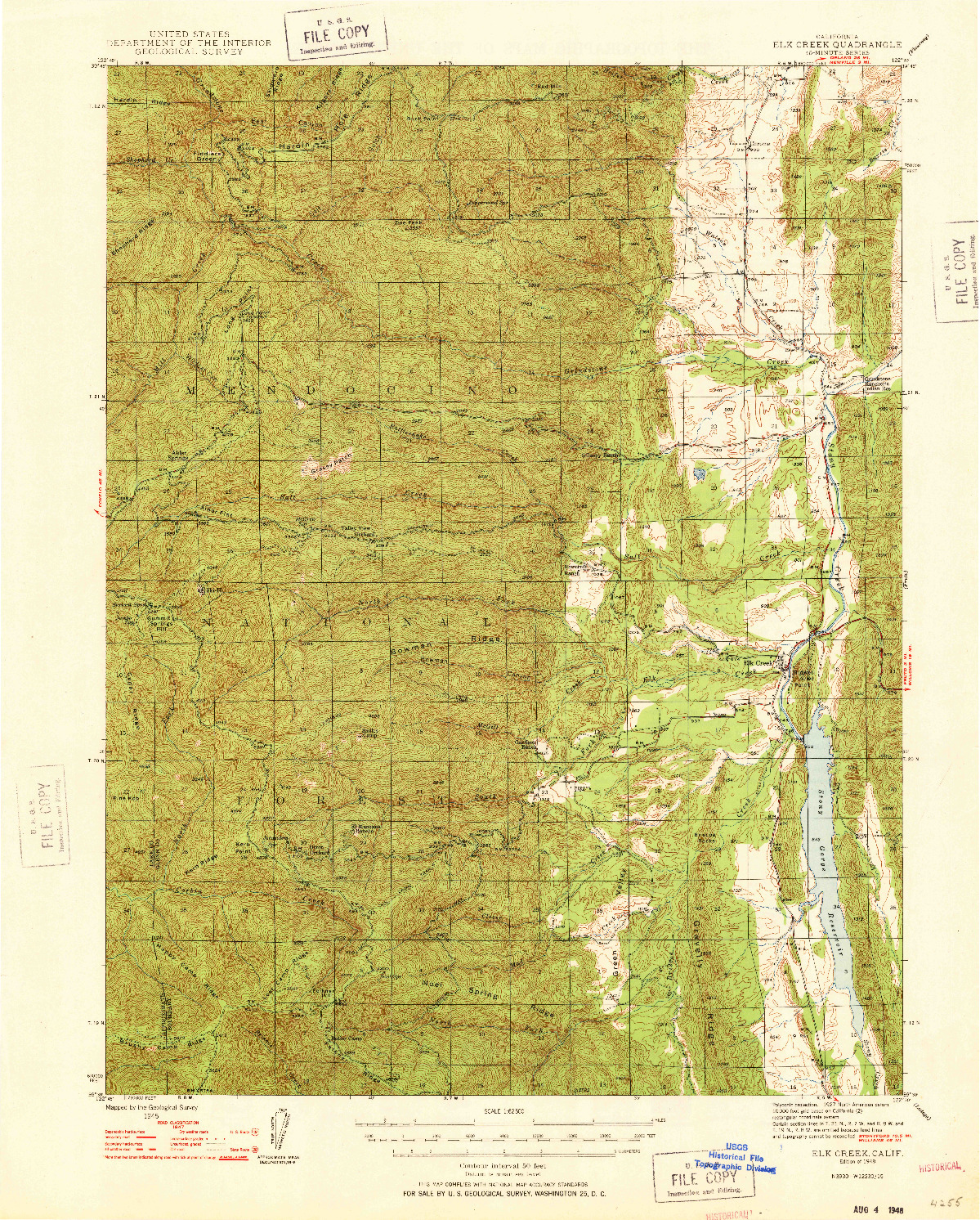USGS 1:62500-SCALE QUADRANGLE FOR ELK CREEK, CA 1948
