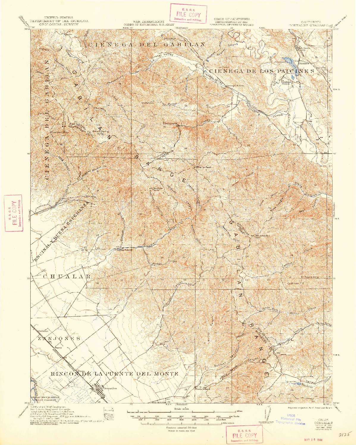 USGS 1:62500-SCALE QUADRANGLE FOR GONZALES, CA 1921