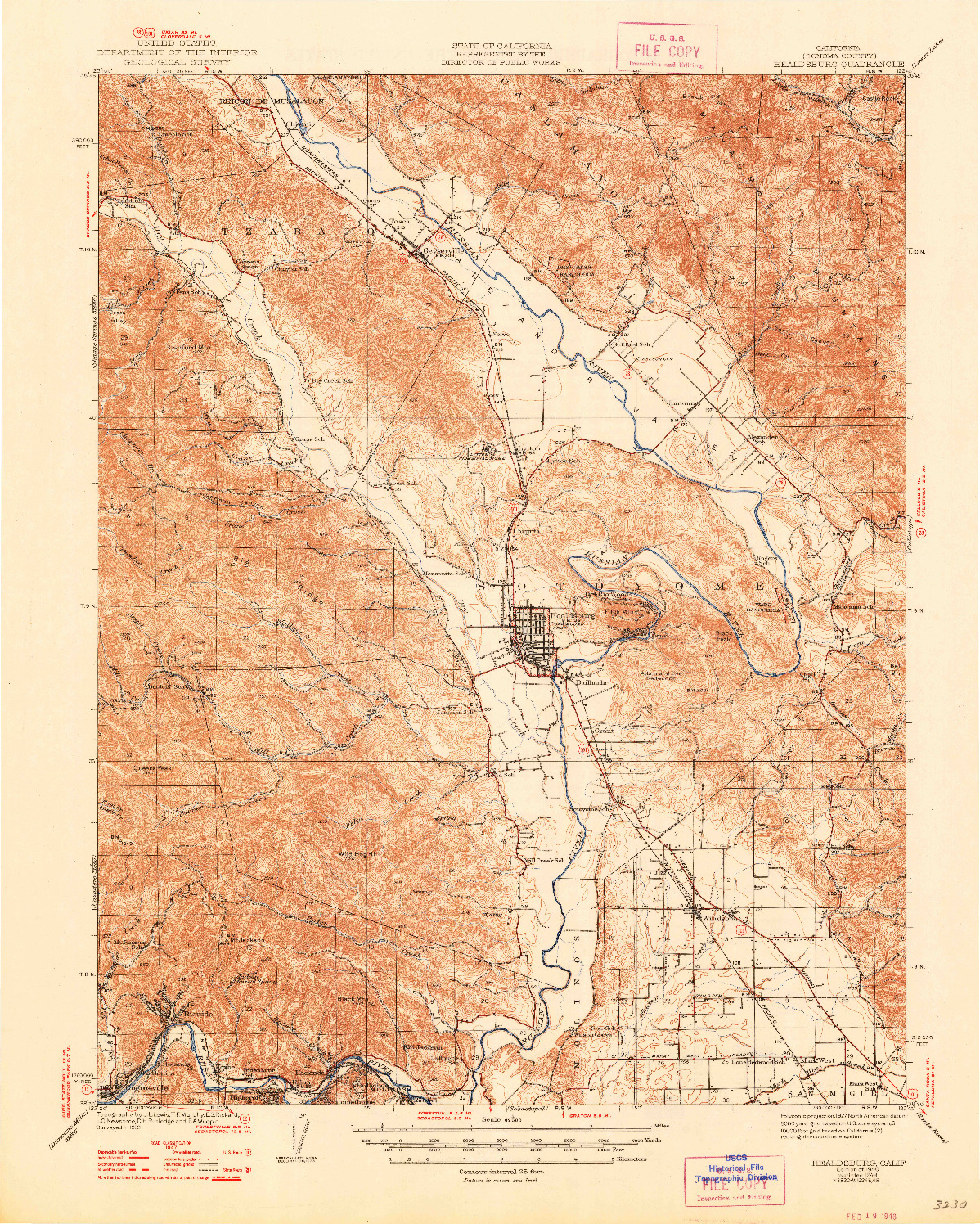 USGS 1:62500-SCALE QUADRANGLE FOR HEALDSBURG, CA 1940