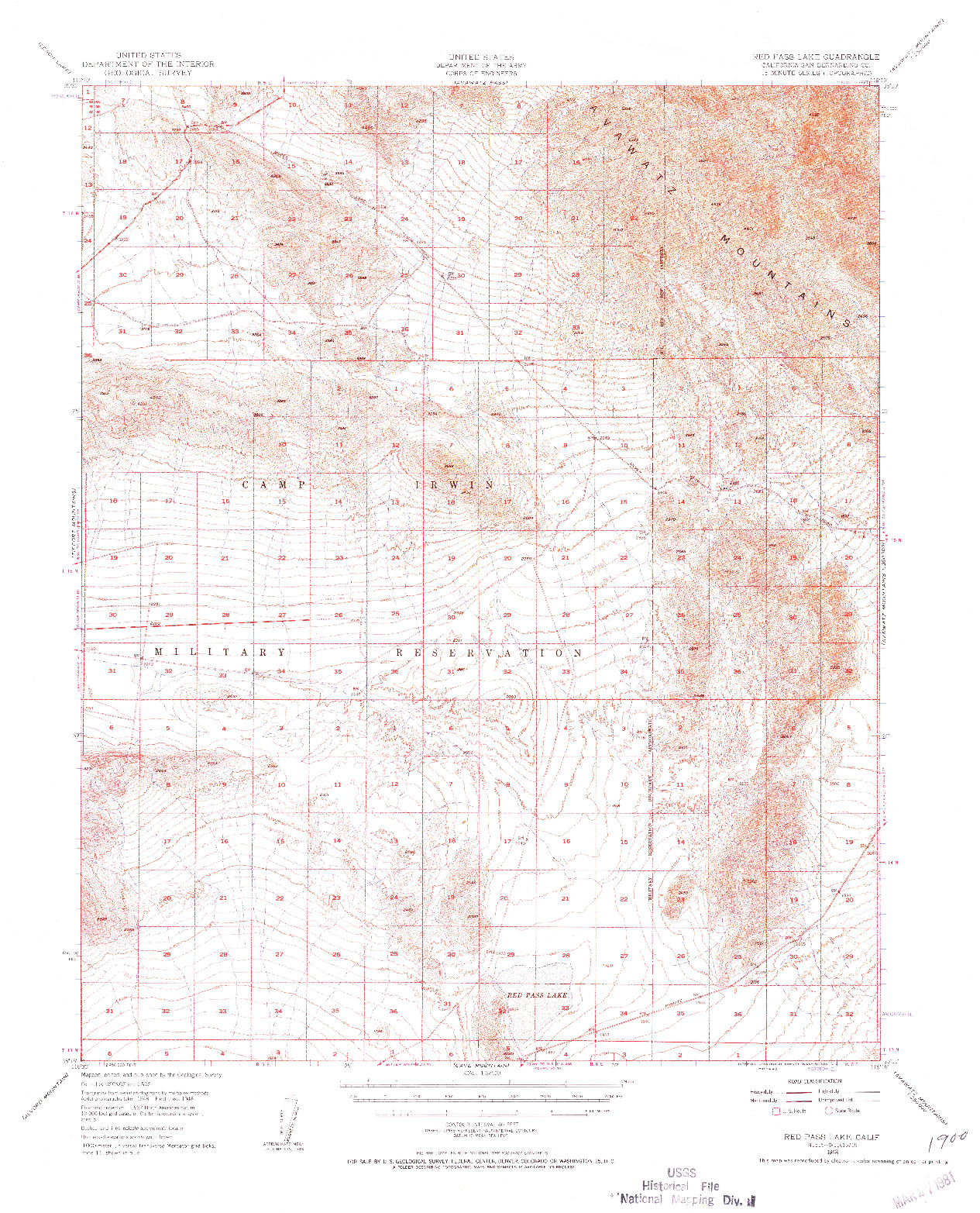 USGS 1:62500-SCALE QUADRANGLE FOR RED PASS LAKE, CA 1948