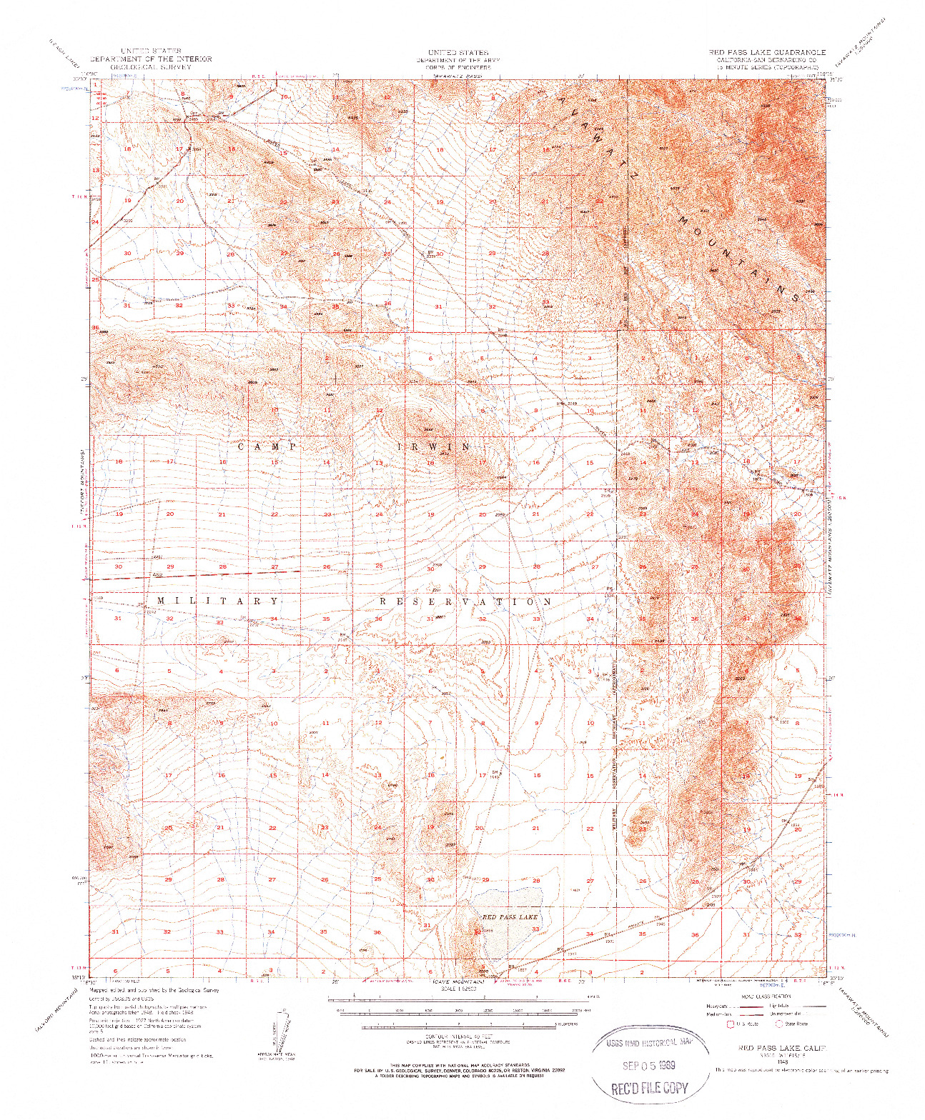 USGS 1:62500-SCALE QUADRANGLE FOR RED PASS LAKE, CA 1948