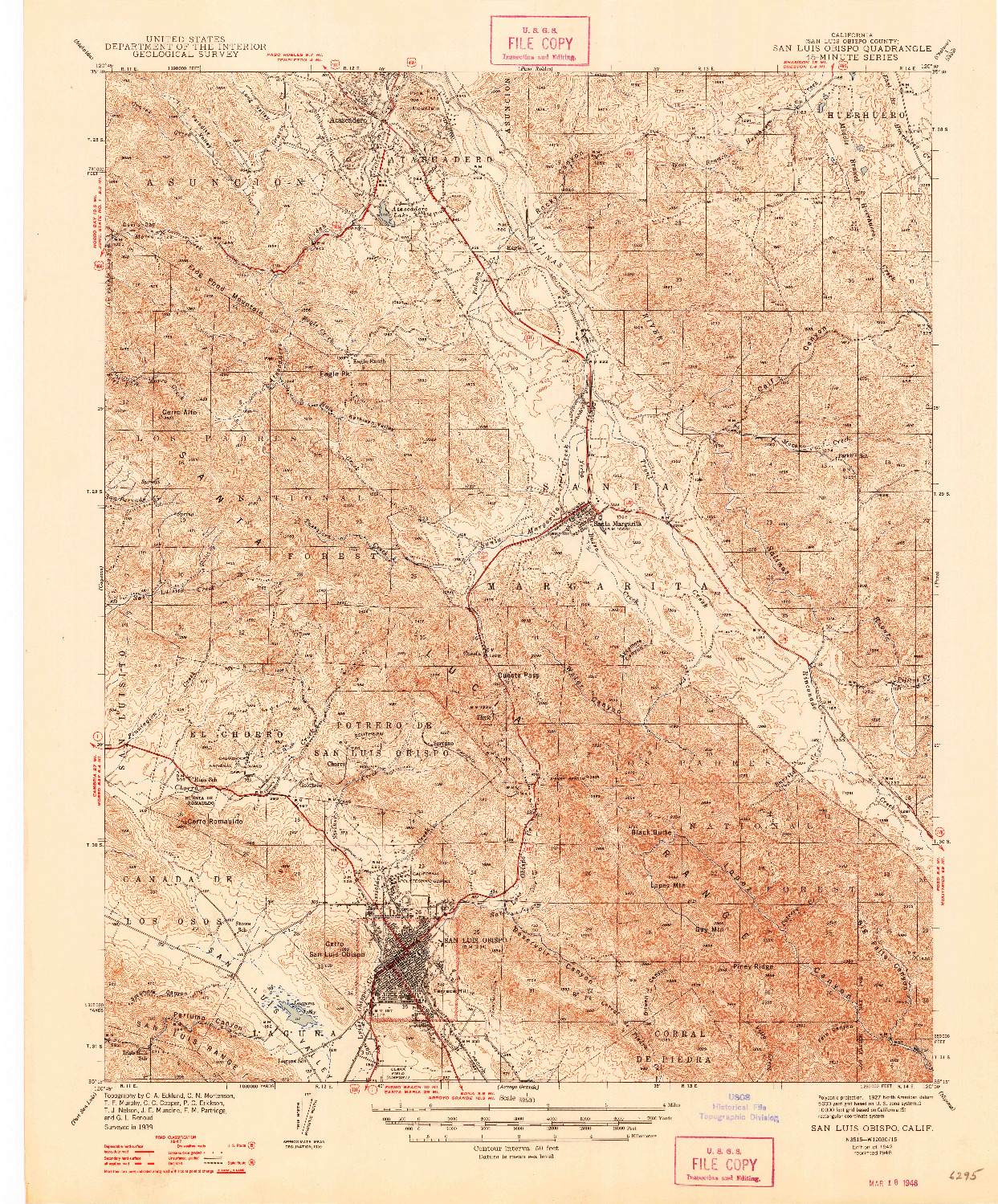 USGS 1:62500-SCALE QUADRANGLE FOR SAN LUIS OBISPO, CA 1942
