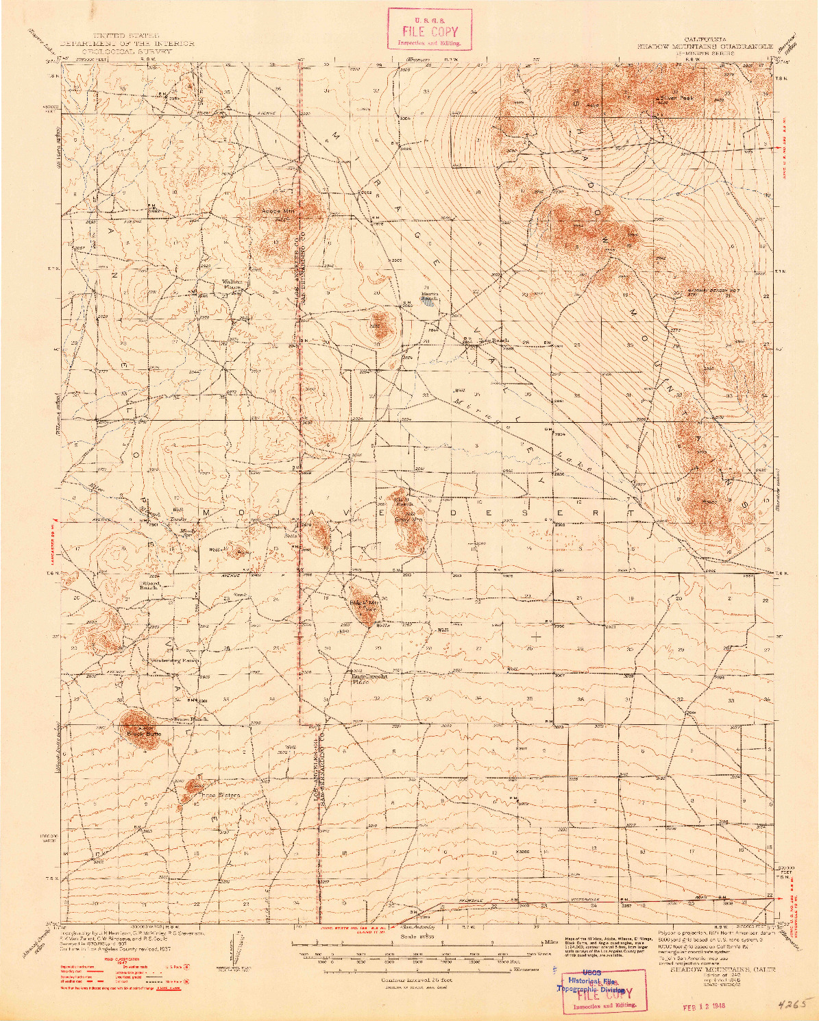 USGS 1:62500-SCALE QUADRANGLE FOR SHADOW MOUNTAINS, CA 1942