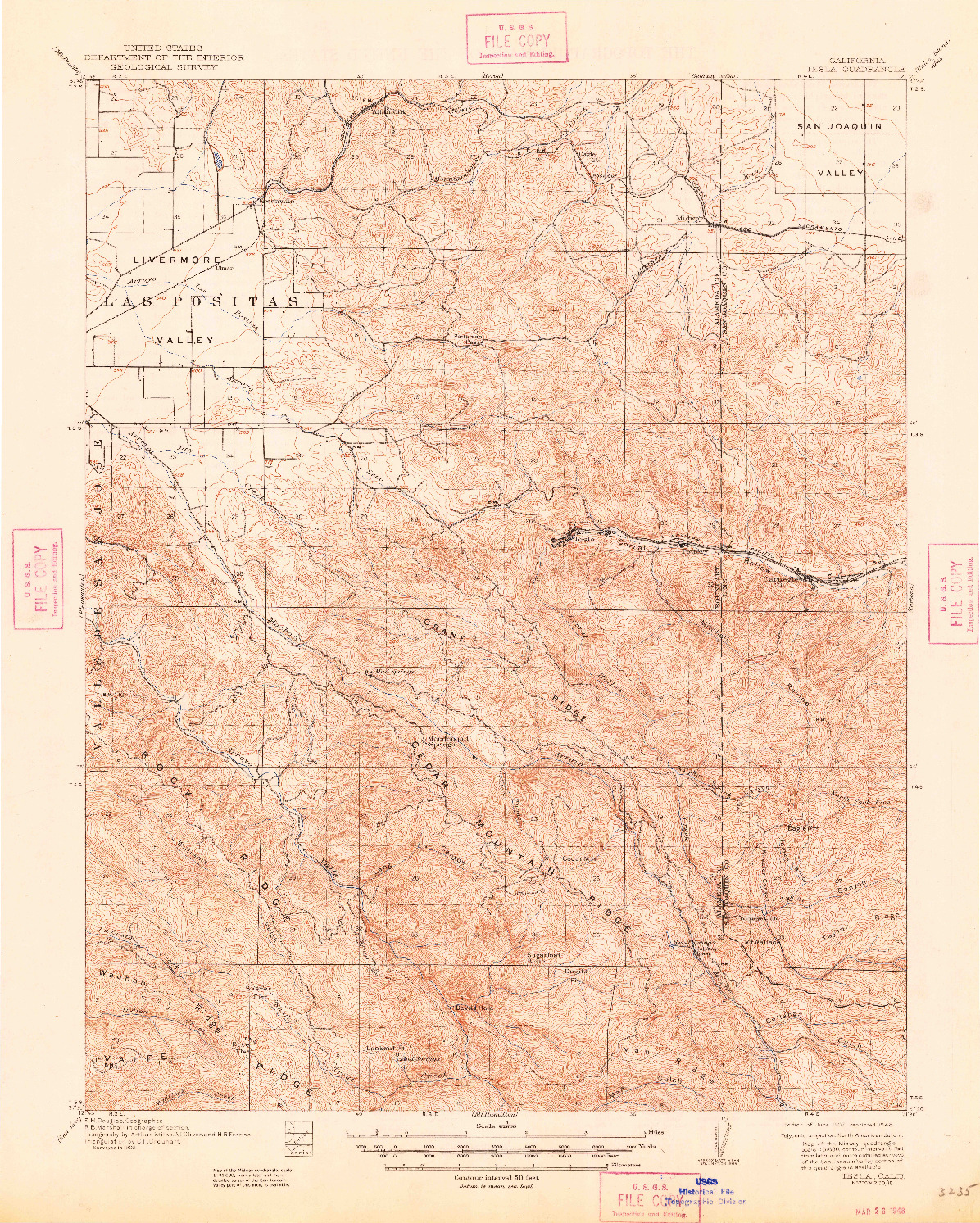 USGS 1:62500-SCALE QUADRANGLE FOR TESLA, CA 1907