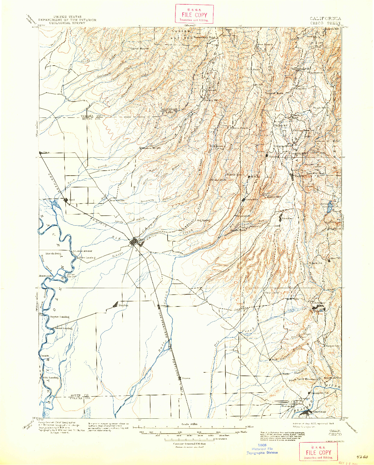 USGS 1:125000-SCALE QUADRANGLE FOR CHICO, CA 1895