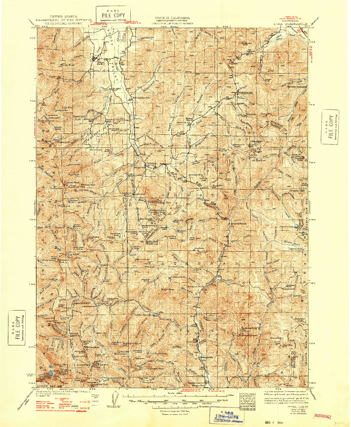 USGS 1:125000-SCALE QUADRANGLE FOR ETNA, CA 1934