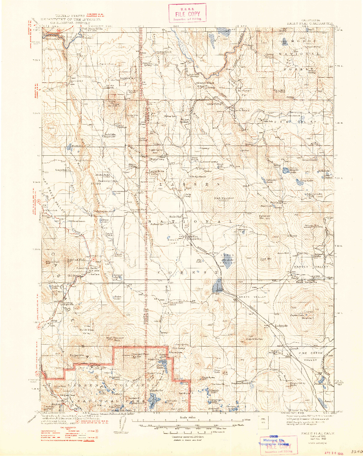 USGS 1:125000-SCALE QUADRANGLE FOR HALLS FLAT, CA 1939