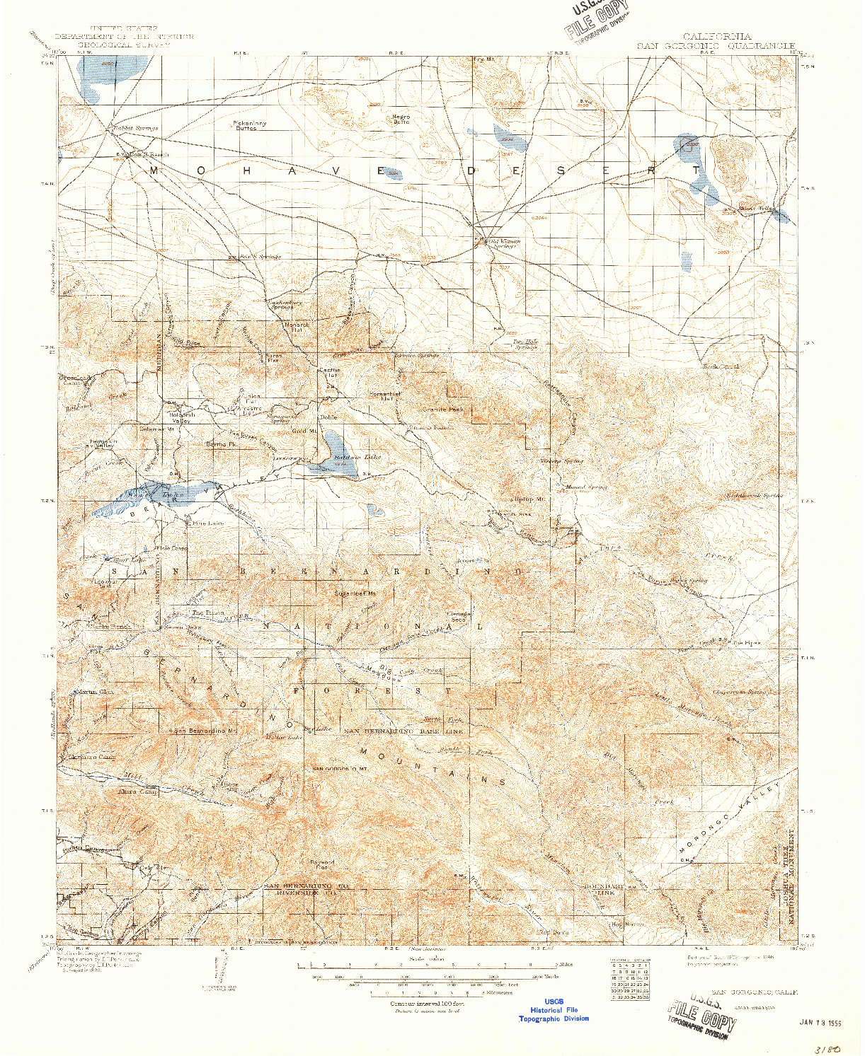 USGS 1:125000-SCALE QUADRANGLE FOR SAN GORGONIO, CA 1902