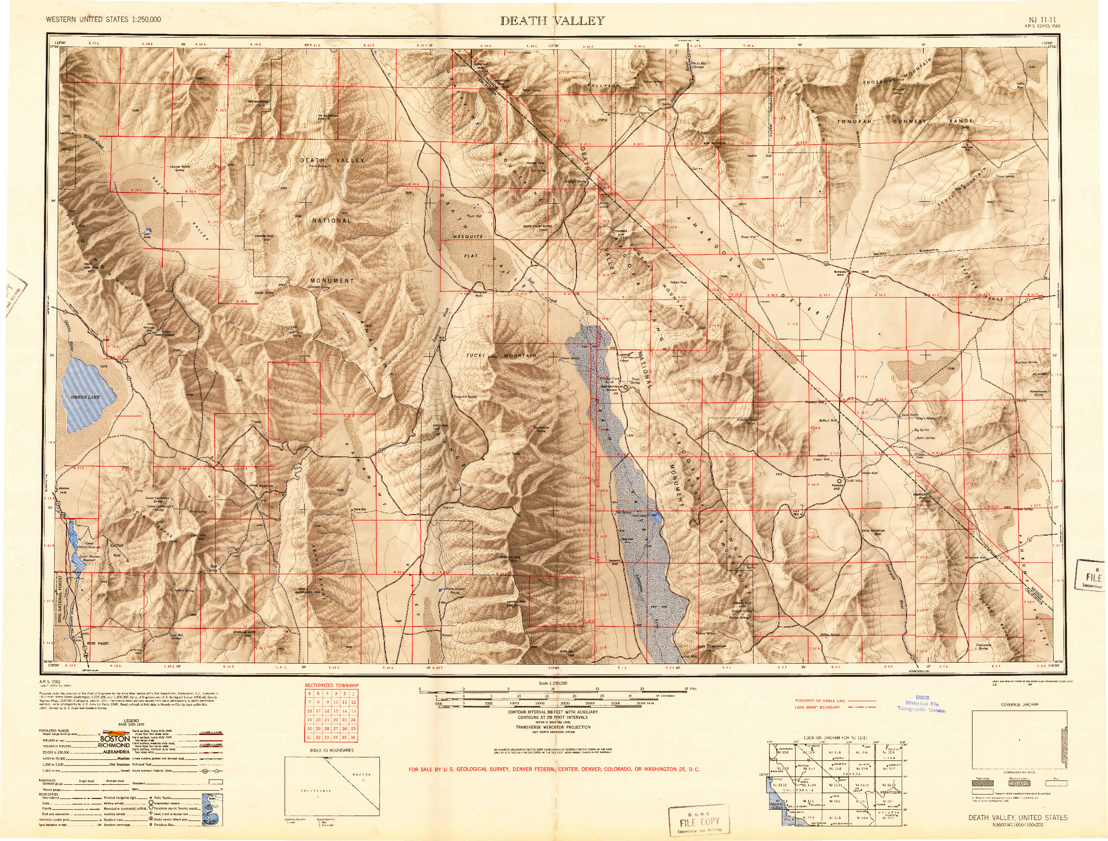 USGS 1:250000-SCALE QUADRANGLE FOR DEATH VALLEY, CA 1948