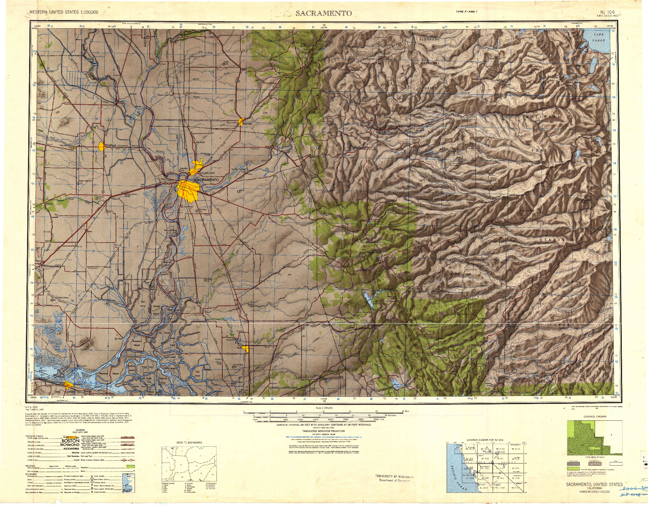 USGS 1:250000-SCALE QUADRANGLE FOR SACRAMENTO, CA 1947