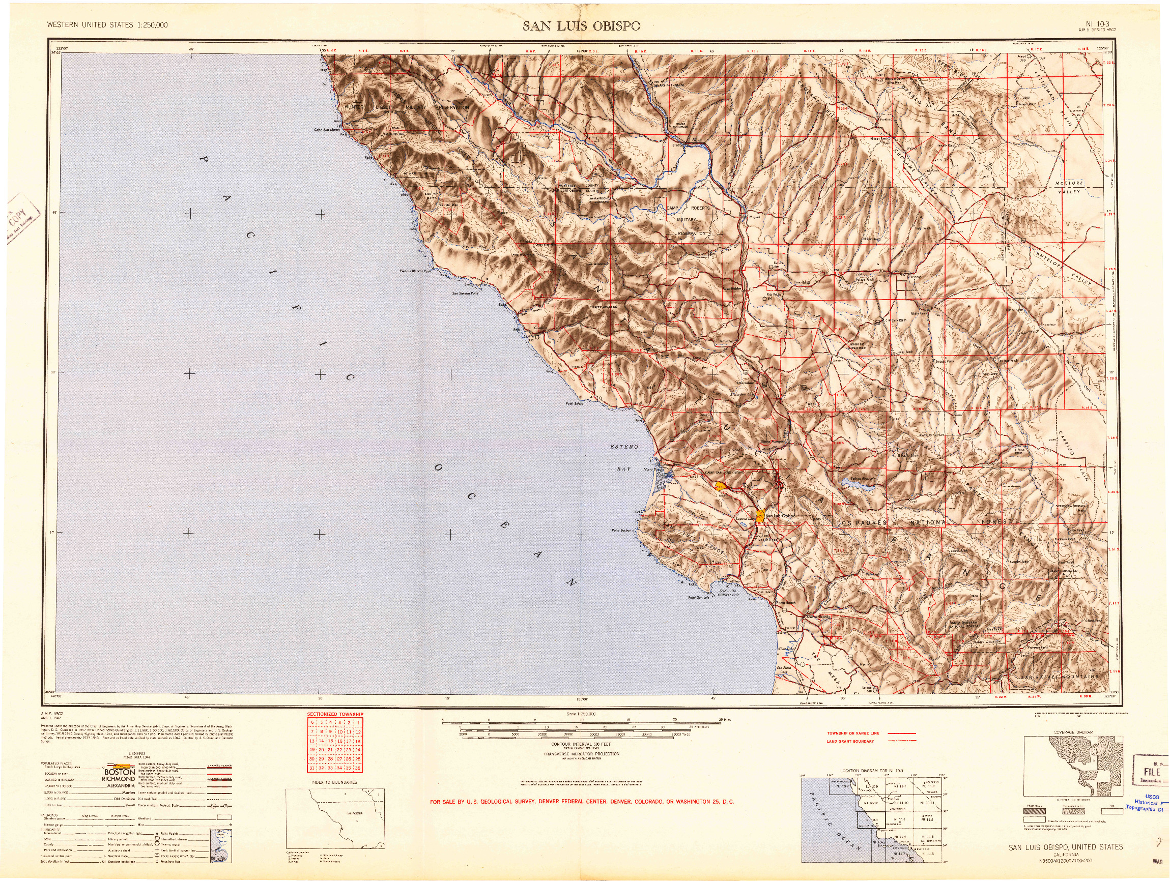 USGS 1:250000-SCALE QUADRANGLE FOR SAN LUIS OBISPO, CA 1948