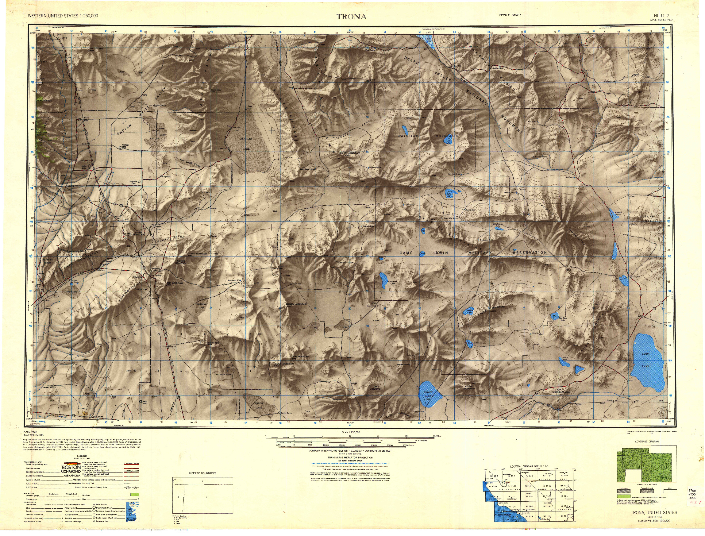 USGS 1:250000-SCALE QUADRANGLE FOR TRONA, CA 1948