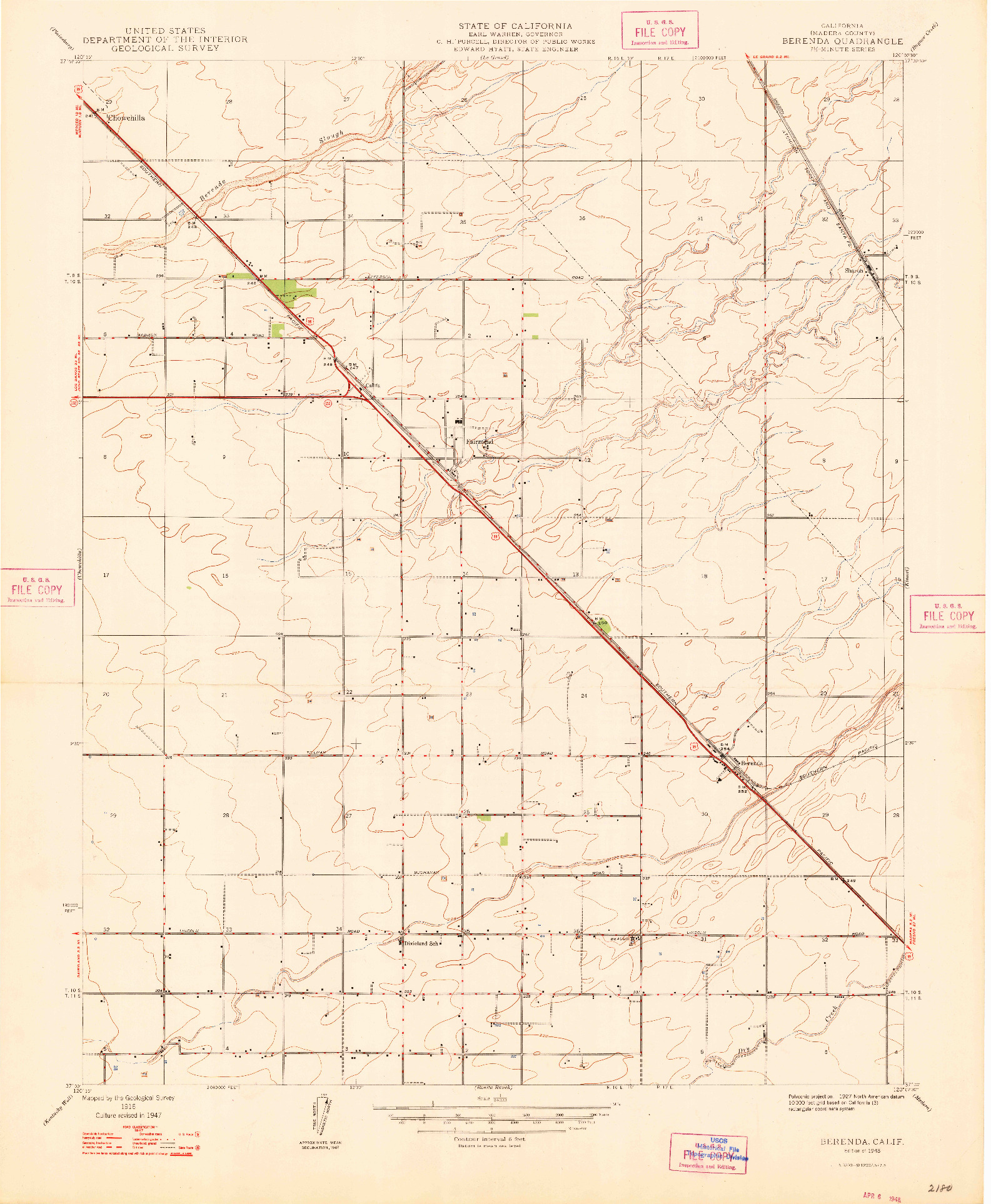 USGS 1:24000-SCALE QUADRANGLE FOR BERENDA, CA 1948