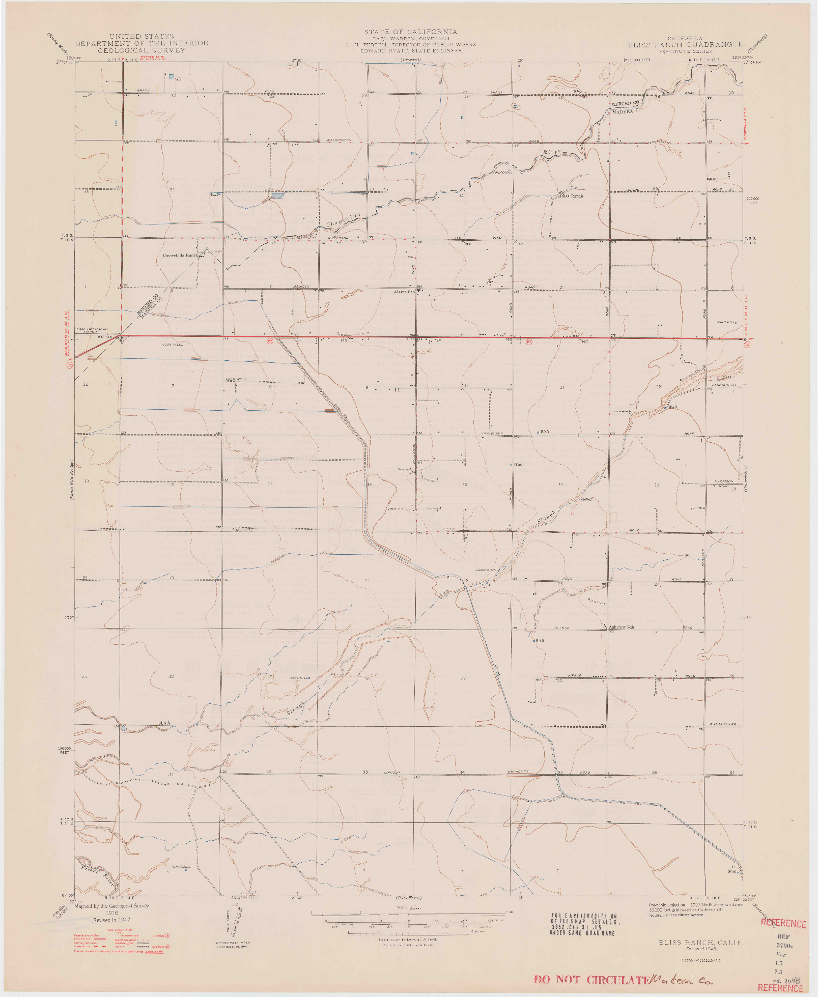 USGS 1:24000-SCALE QUADRANGLE FOR BLISS RANCH, CA 1948