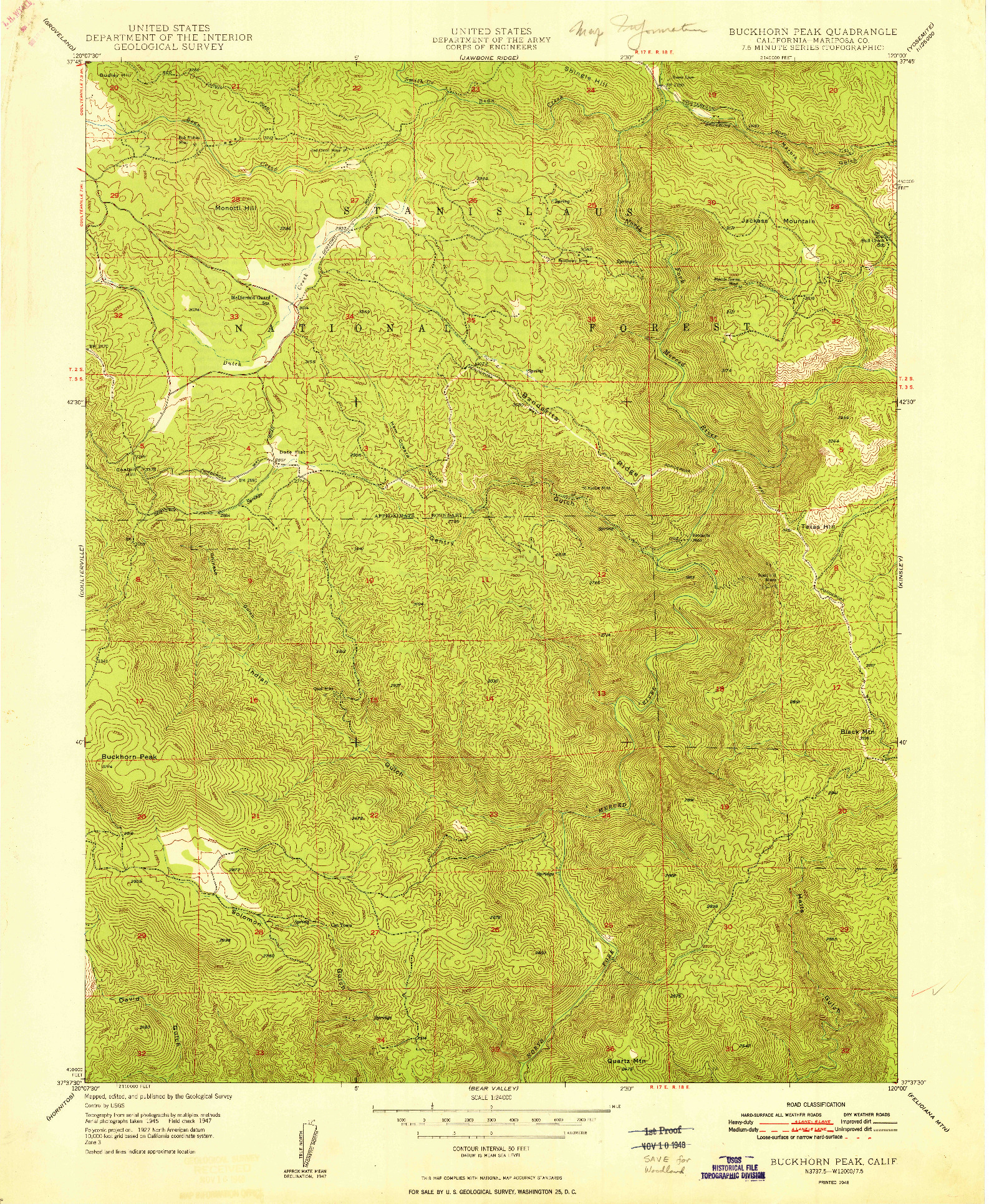 USGS 1:24000-SCALE QUADRANGLE FOR BUCKHORN PEAK, CA 1948