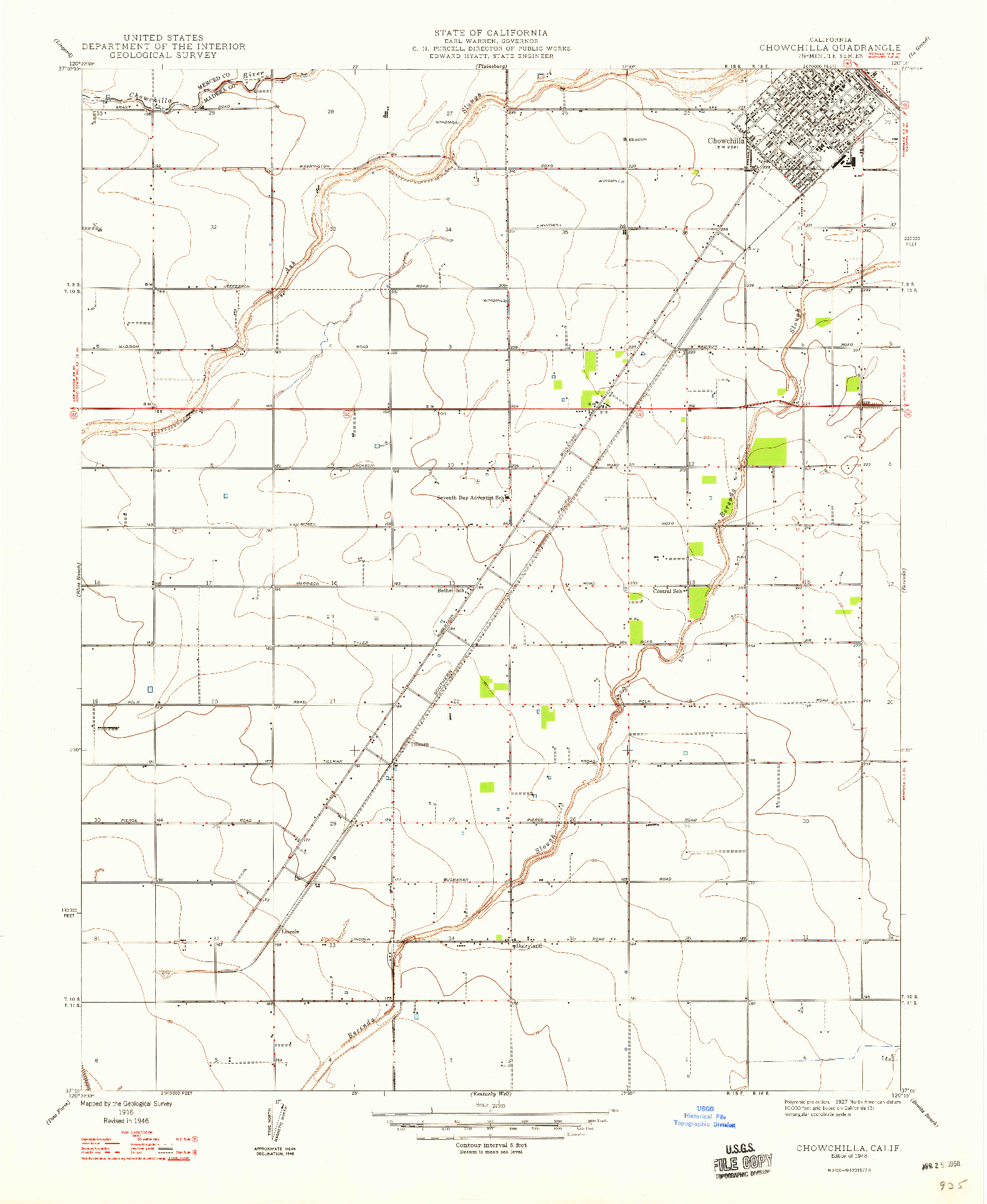 USGS 1:24000-SCALE QUADRANGLE FOR CHOWCHILLA, CA 1948