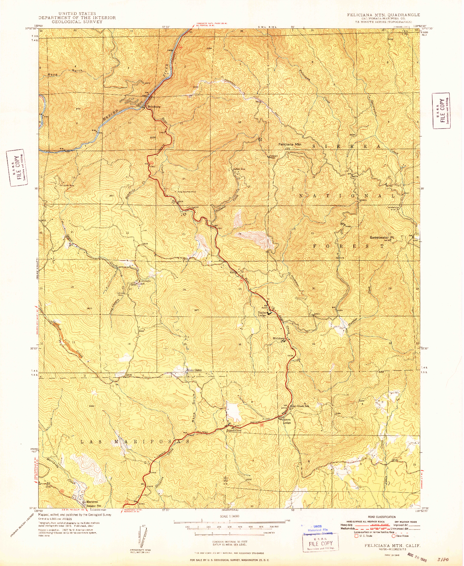 USGS 1:24000-SCALE QUADRANGLE FOR FELICIANA MTN., CA 1948