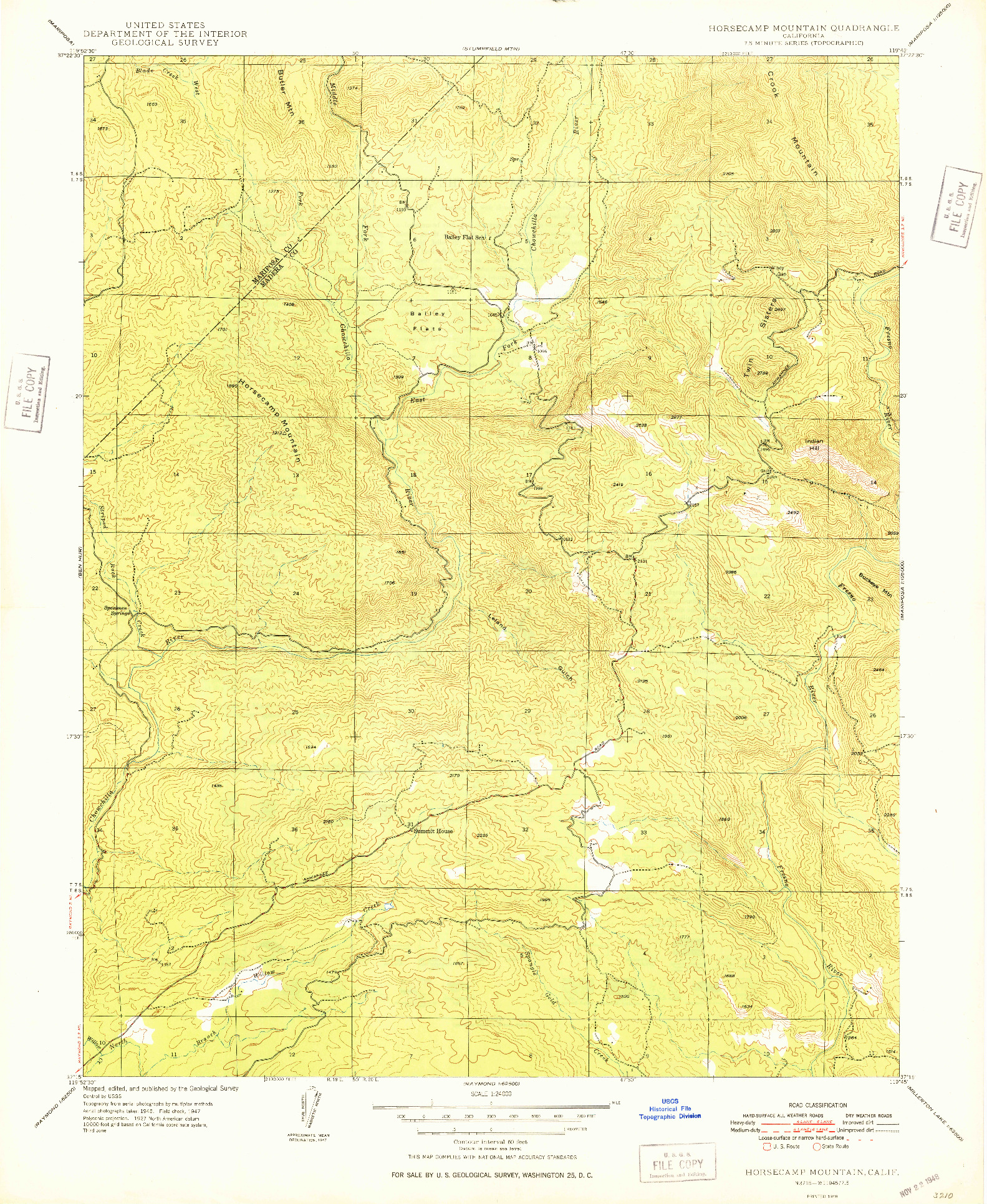 USGS 1:24000-SCALE QUADRANGLE FOR HORSECAMP MOUNTAIN, CA 1948
