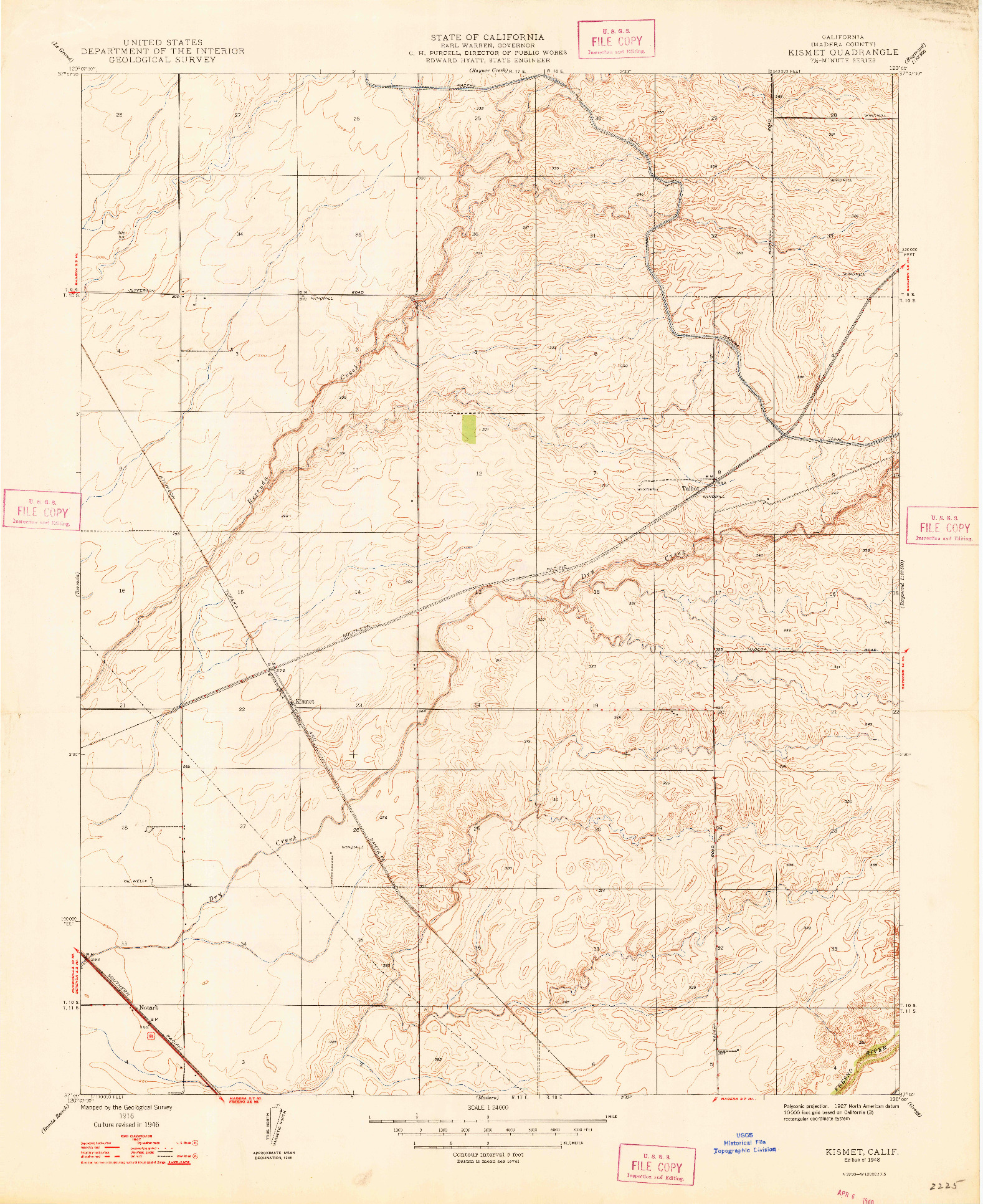 USGS 1:24000-SCALE QUADRANGLE FOR KISMET, CA 1948