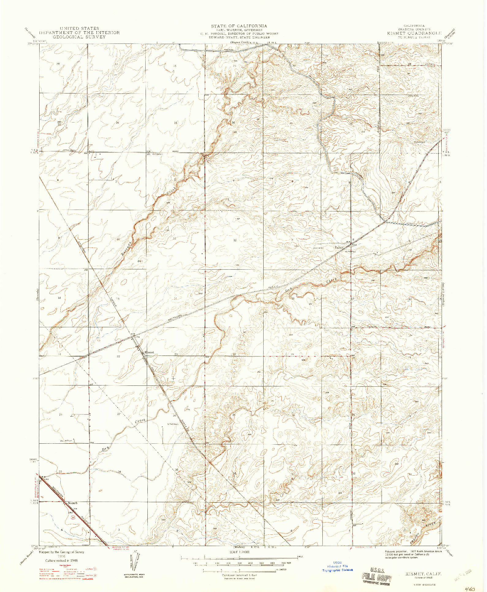 USGS 1:24000-SCALE QUADRANGLE FOR KISMET, CA 1948