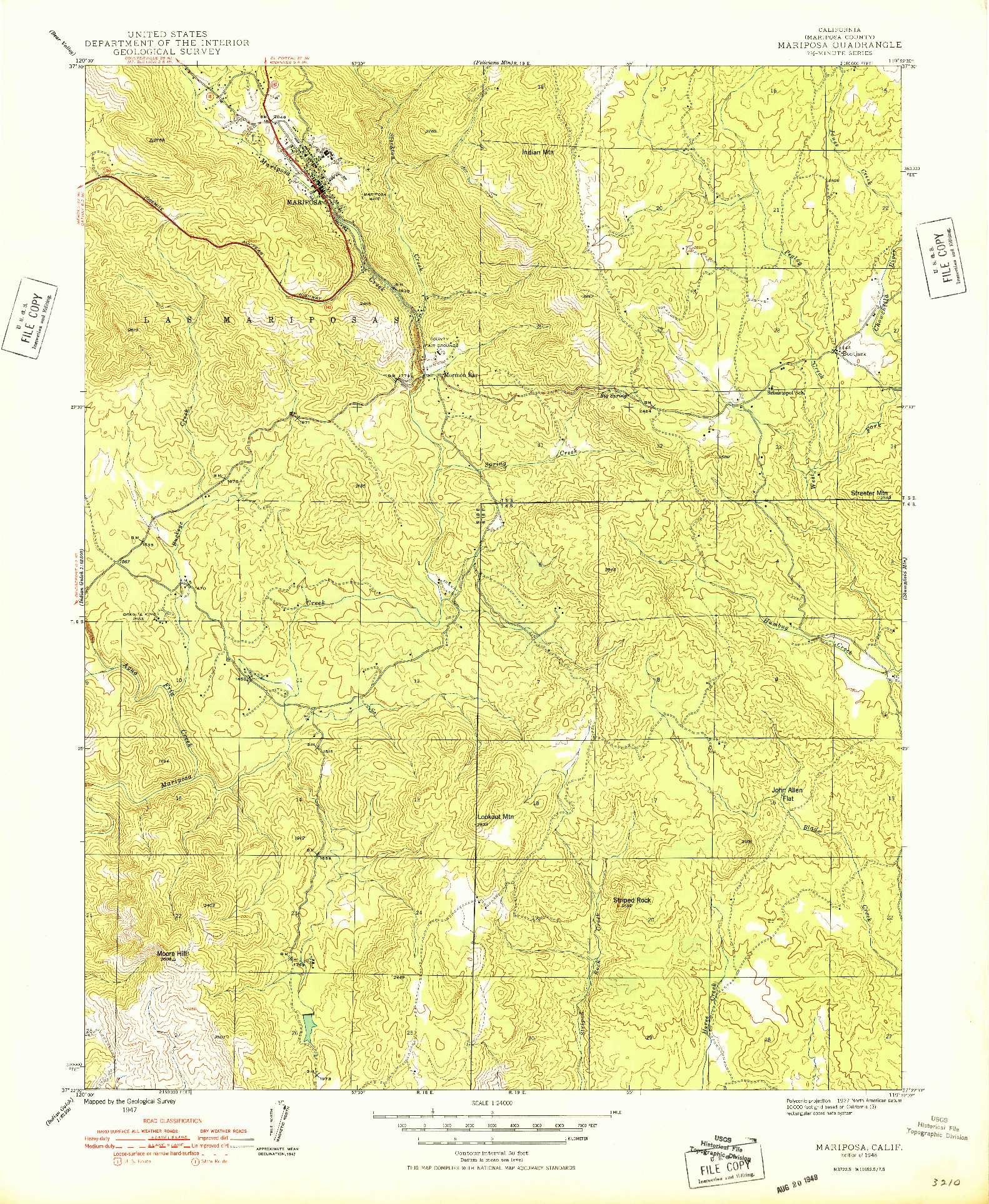 USGS 1:24000-SCALE QUADRANGLE FOR MARIPOSA, CA 1947